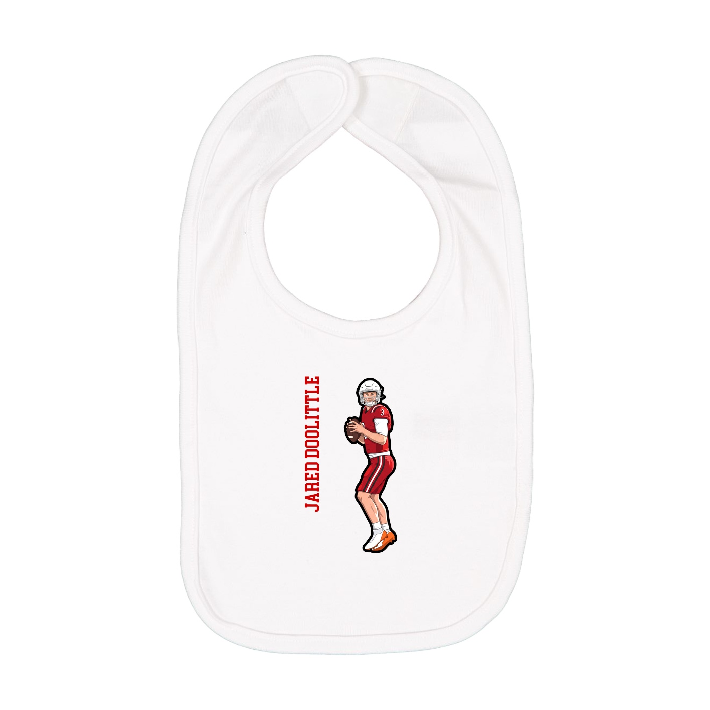Infant Bib — Name Vertical in White