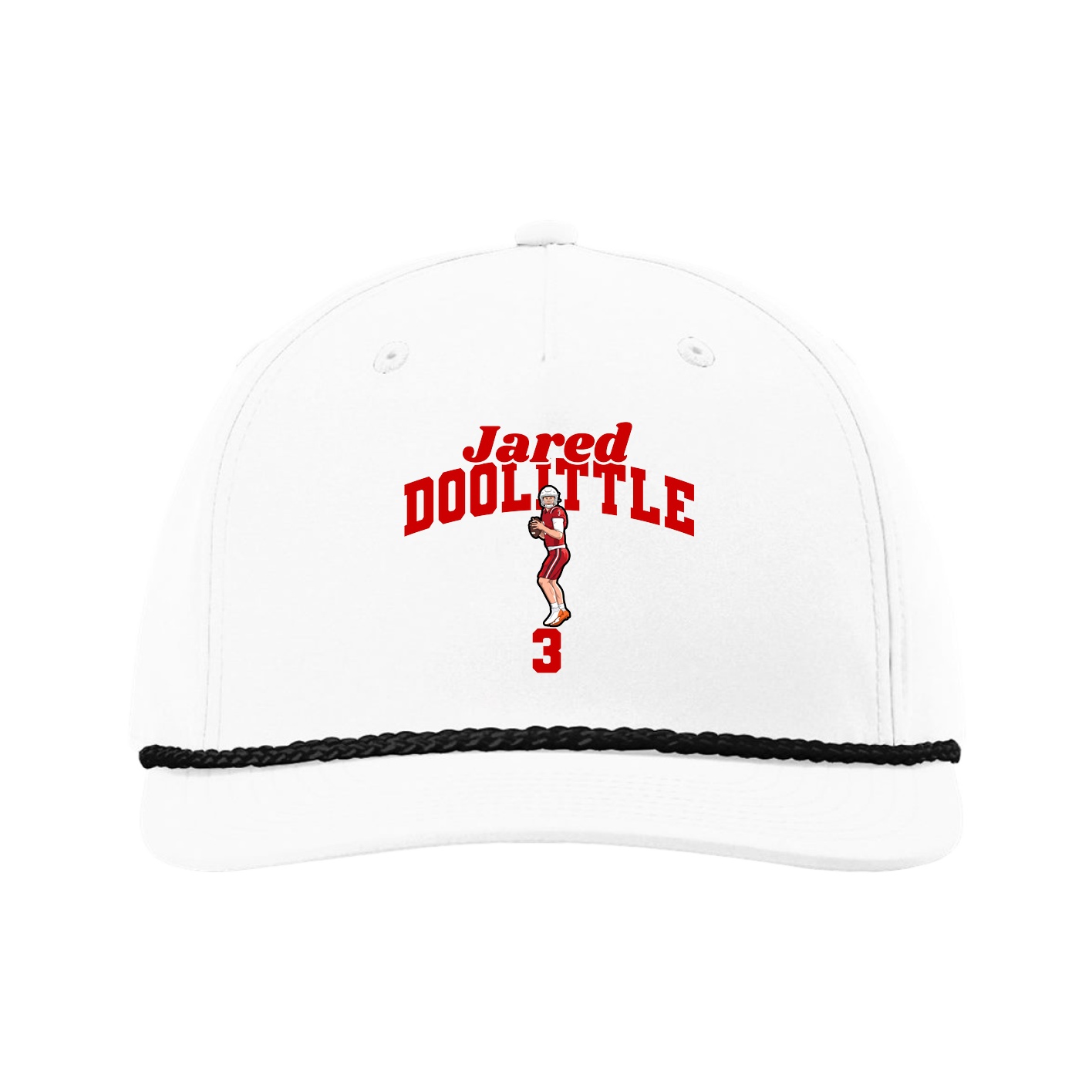 Five-Panel Classic Rope Cap — Signature Arch in White