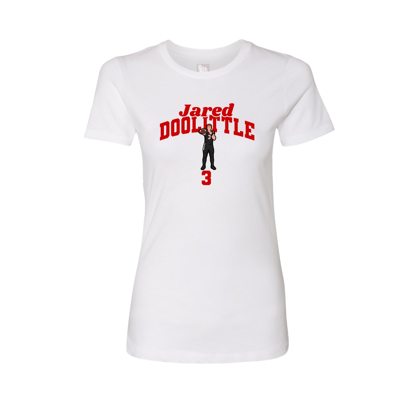 Fitted Women's Tee — Signature Arch in White
