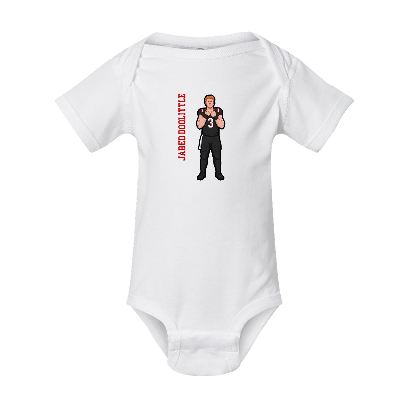 Baby Onesie — Name Vertical in White