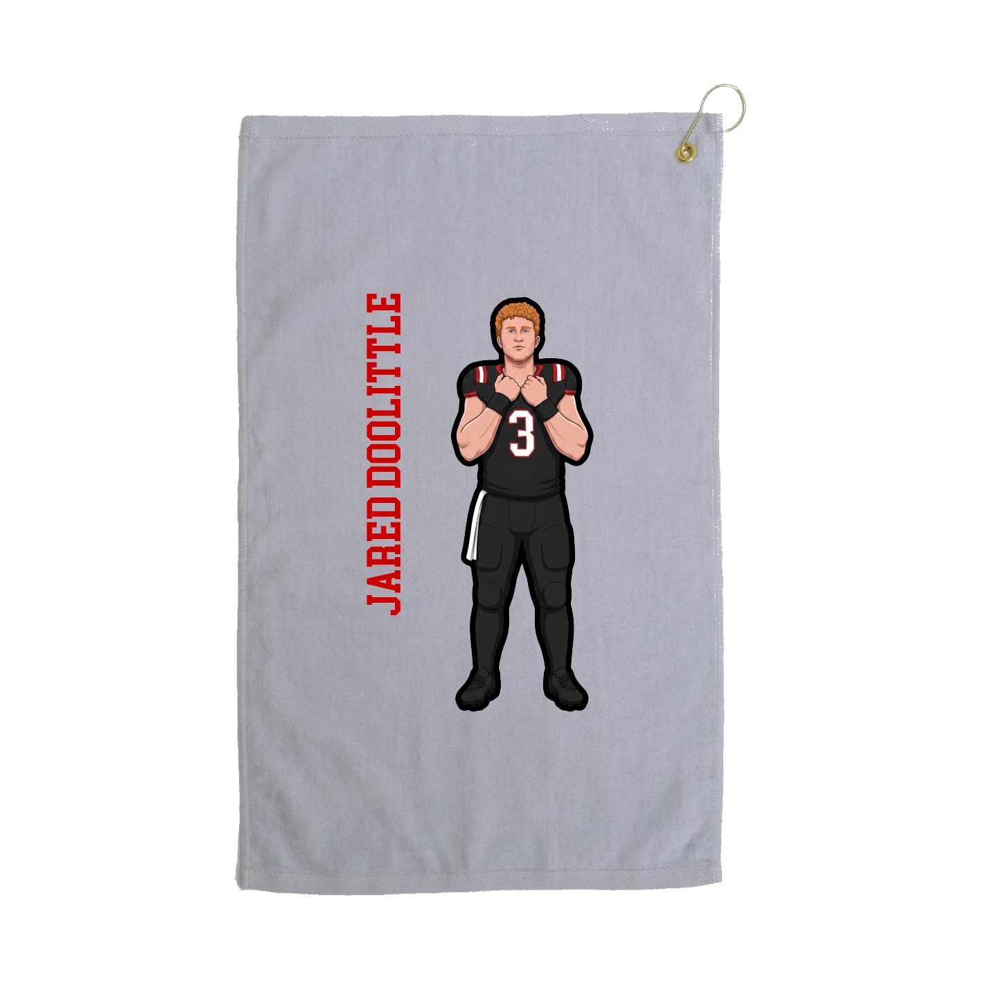 Golf Towel — Name Vertical in Grey