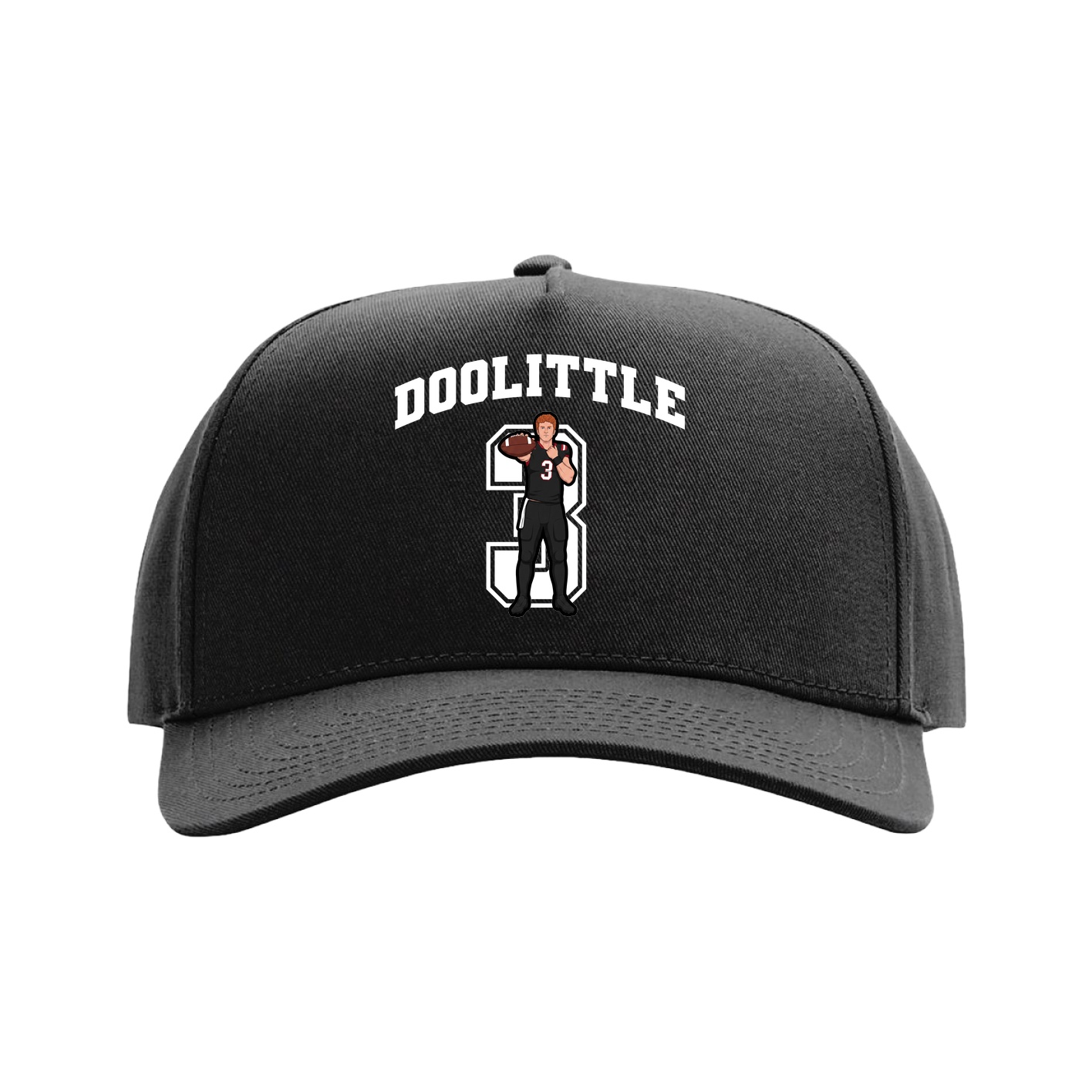 Full Fabric Five-Panel Champ Cap — Number in Black