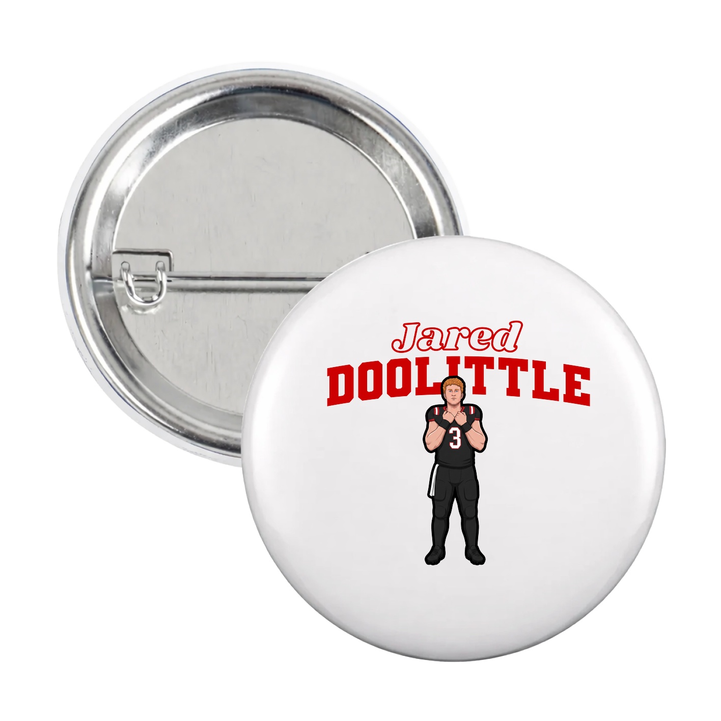 Game Day Button — Name Arch in White
