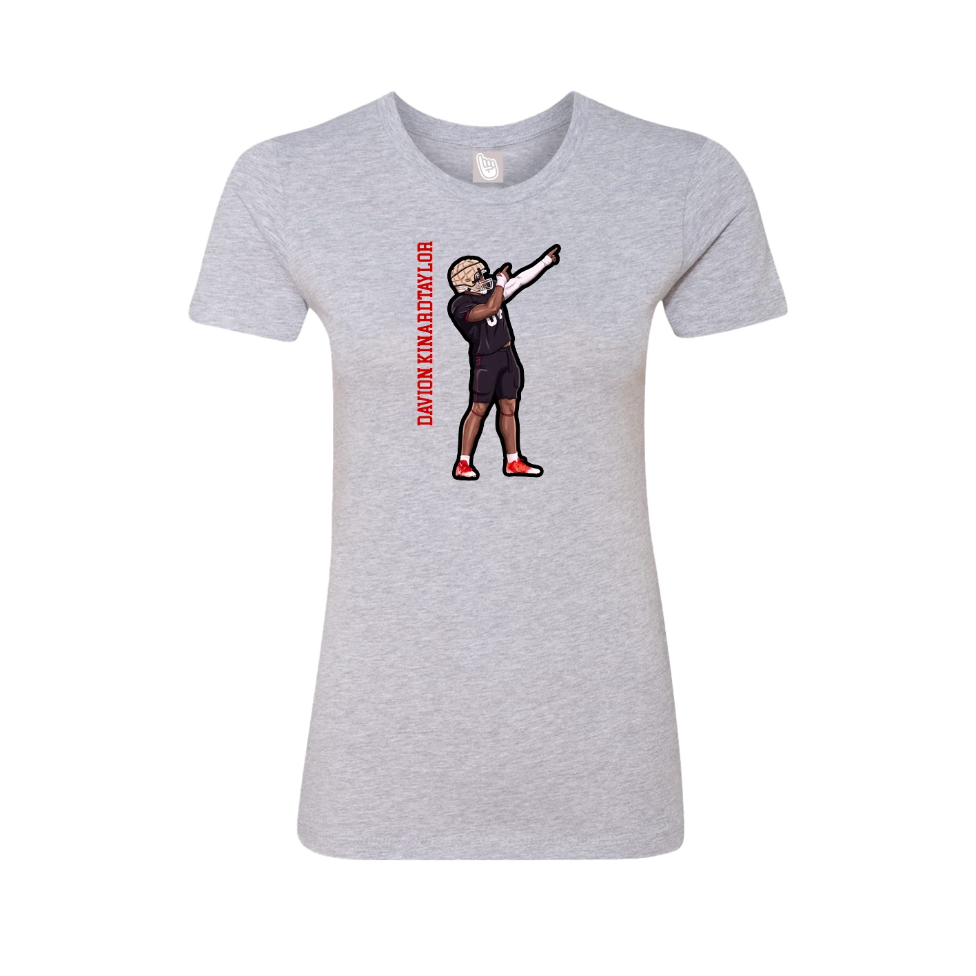 Fitted Women's Tee — Name Vertical in Grey