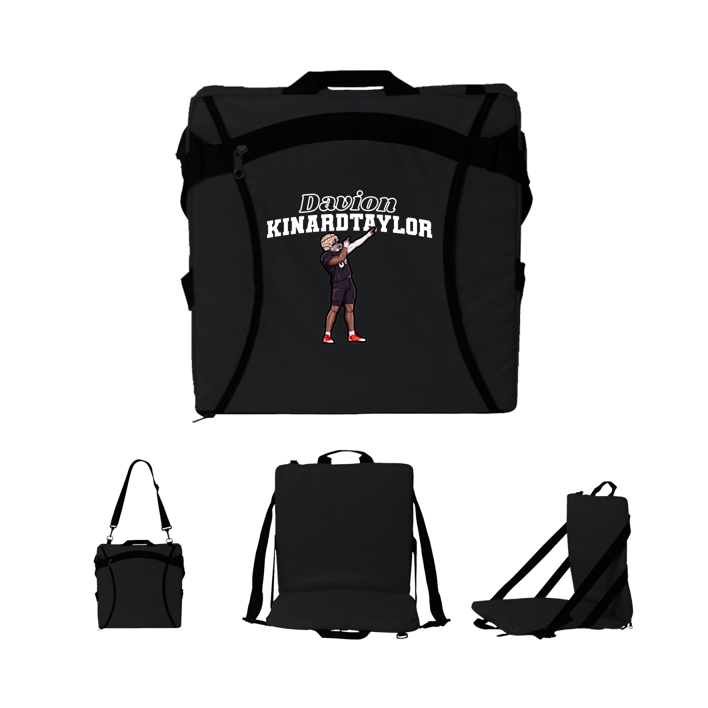 Folding Stadium Seat — Name Arch in Black
