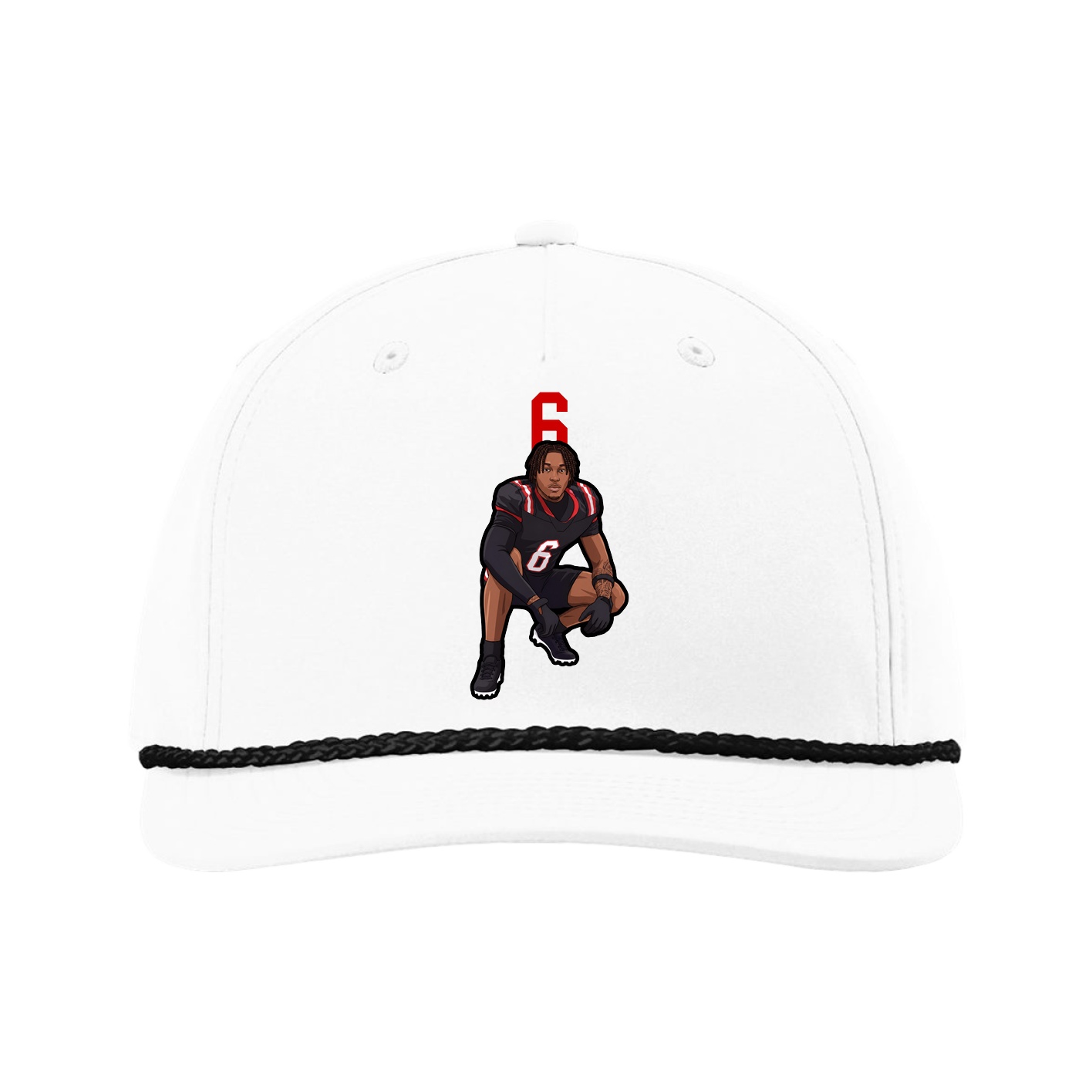 Five-Panel Classic Rope Cap — Number Top in White