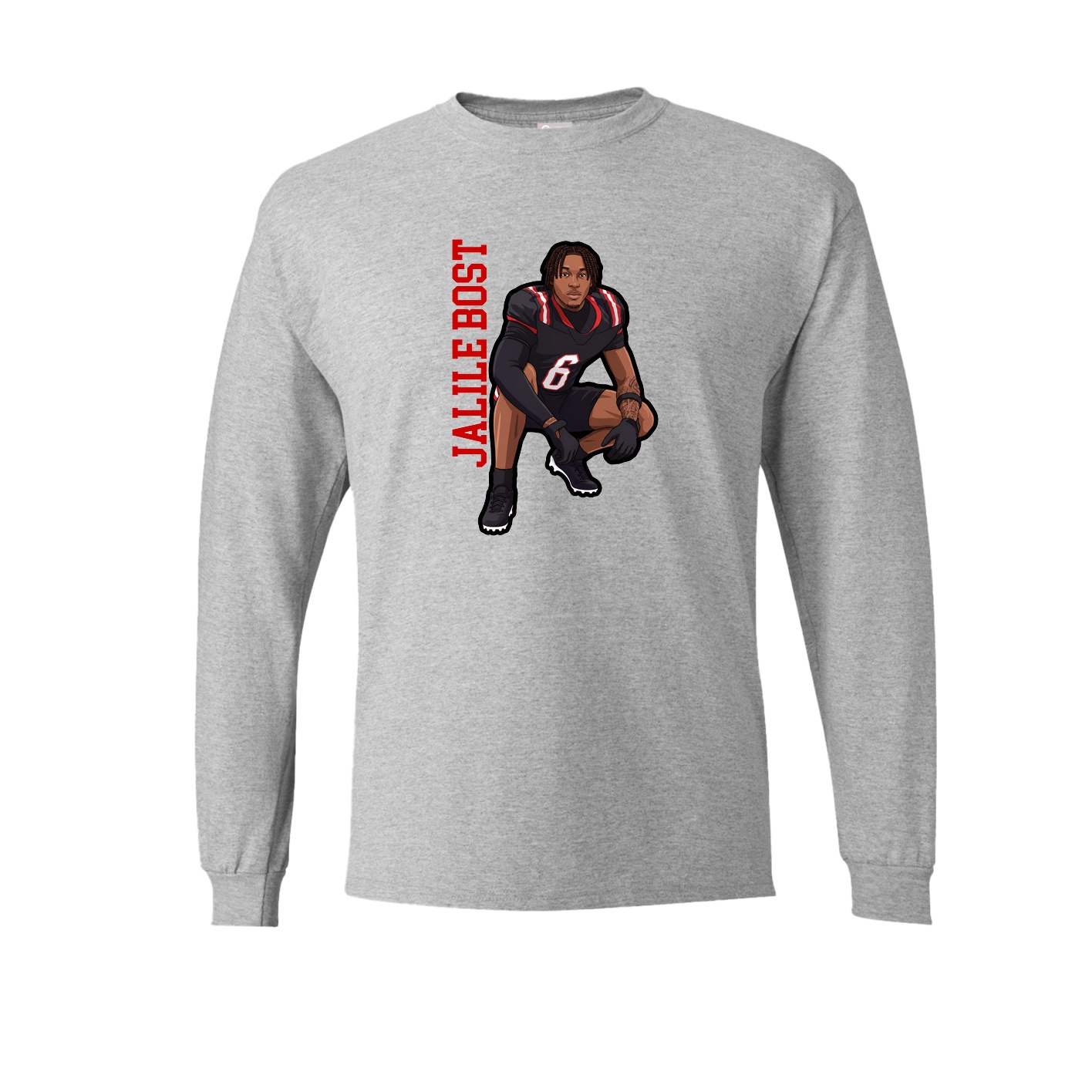 Long Sleeve Tee — Name Vertical in Grey