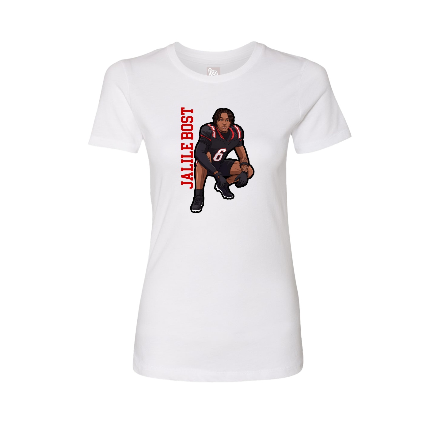 Fitted Women's Tee — Name Vertical in White
