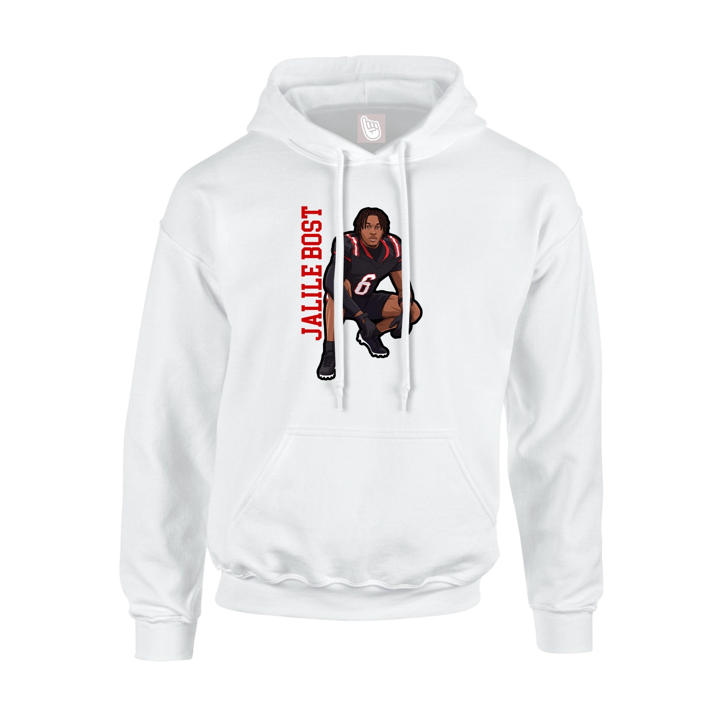 Youth Hoodie — Name Vertical in White