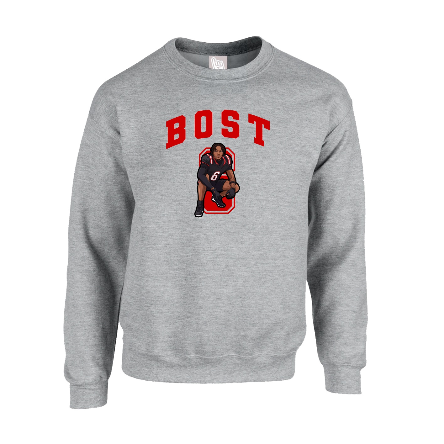 Fleece Crew — Number in Grey