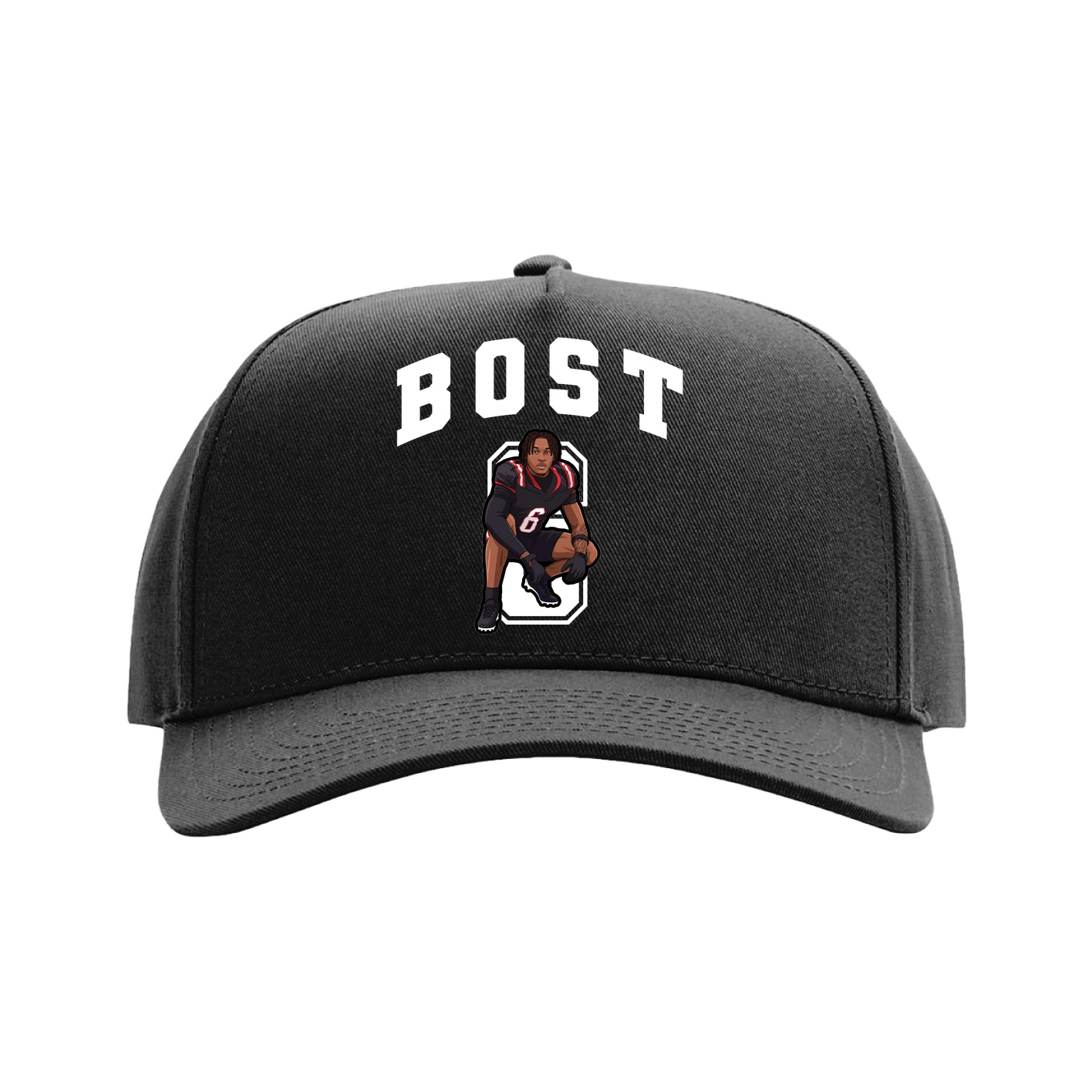 Full Fabric Five-Panel Champ Cap — Number in Black