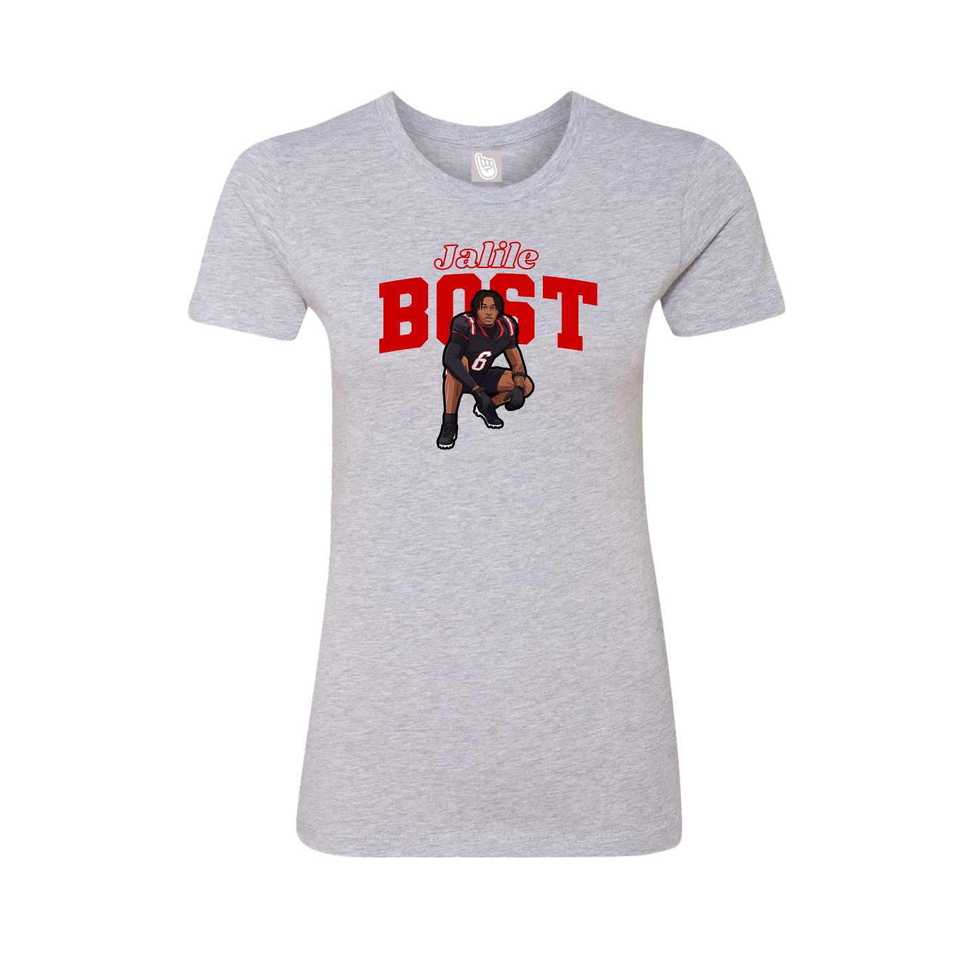 Fitted Women's Tee — Name Arch in Grey