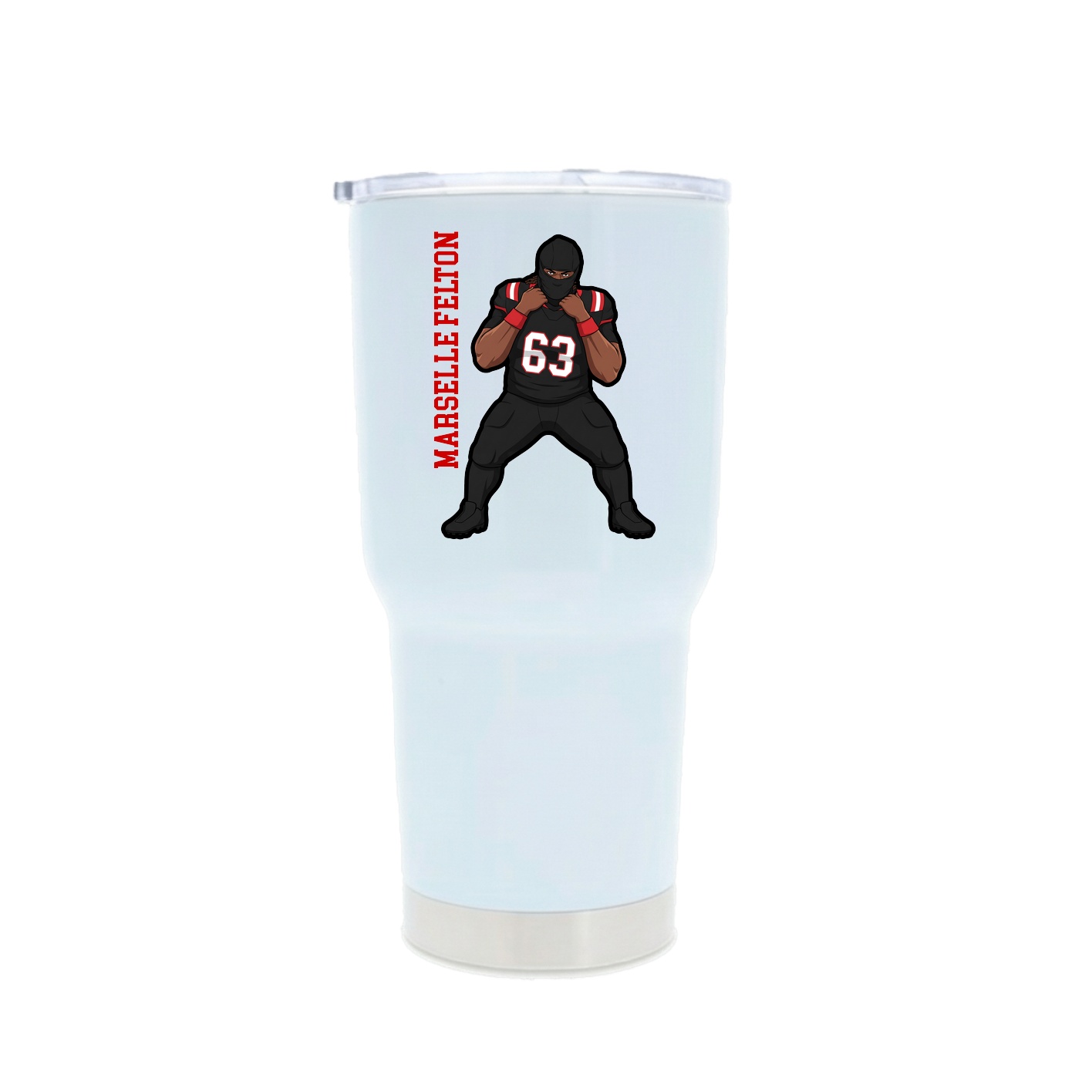 30oz Stainless Steel Tumbler — Name Vertical in White