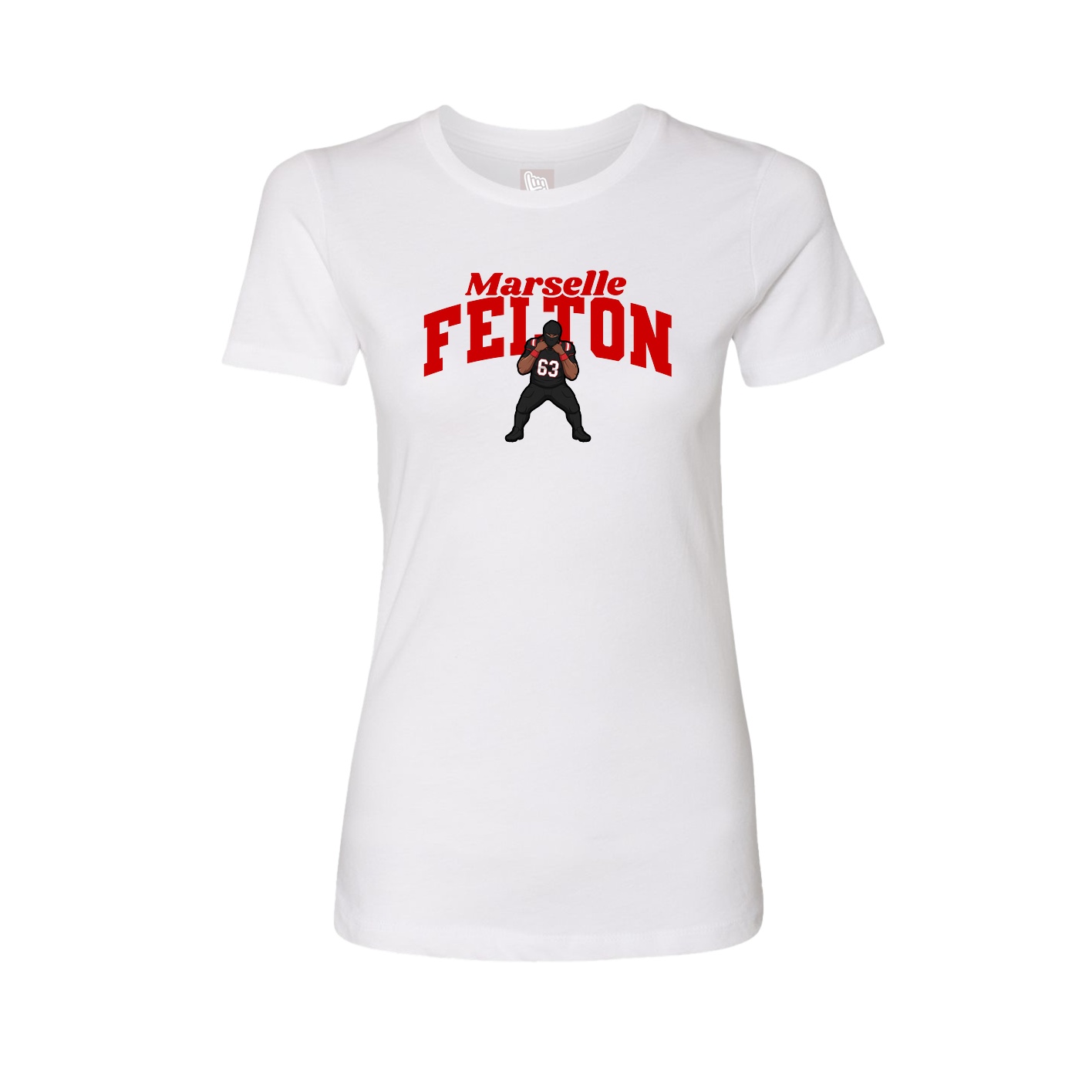 Fitted Women's Tee — Signature Arch in White