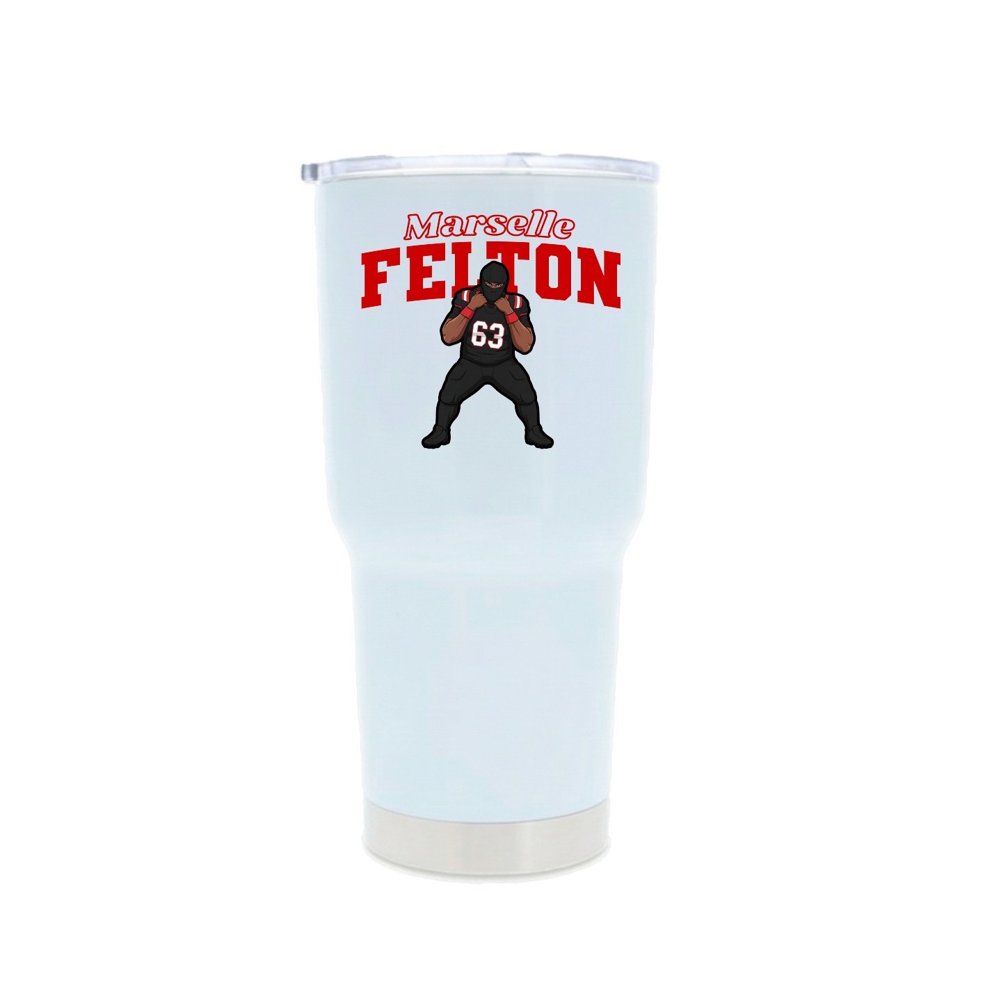 30oz Stainless Steel Tumbler — Name Arch in White