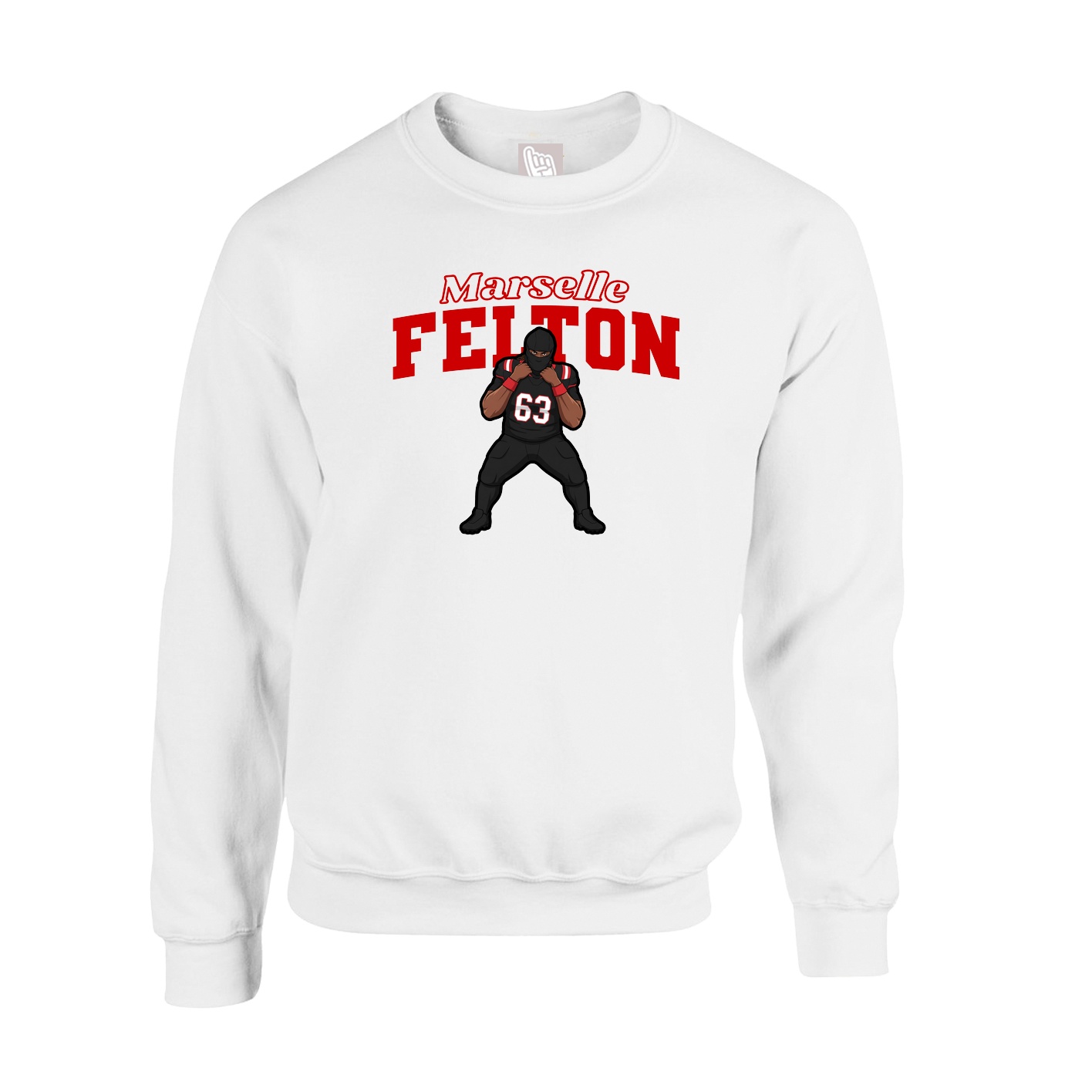 Fleece Crew — Name Arch in White