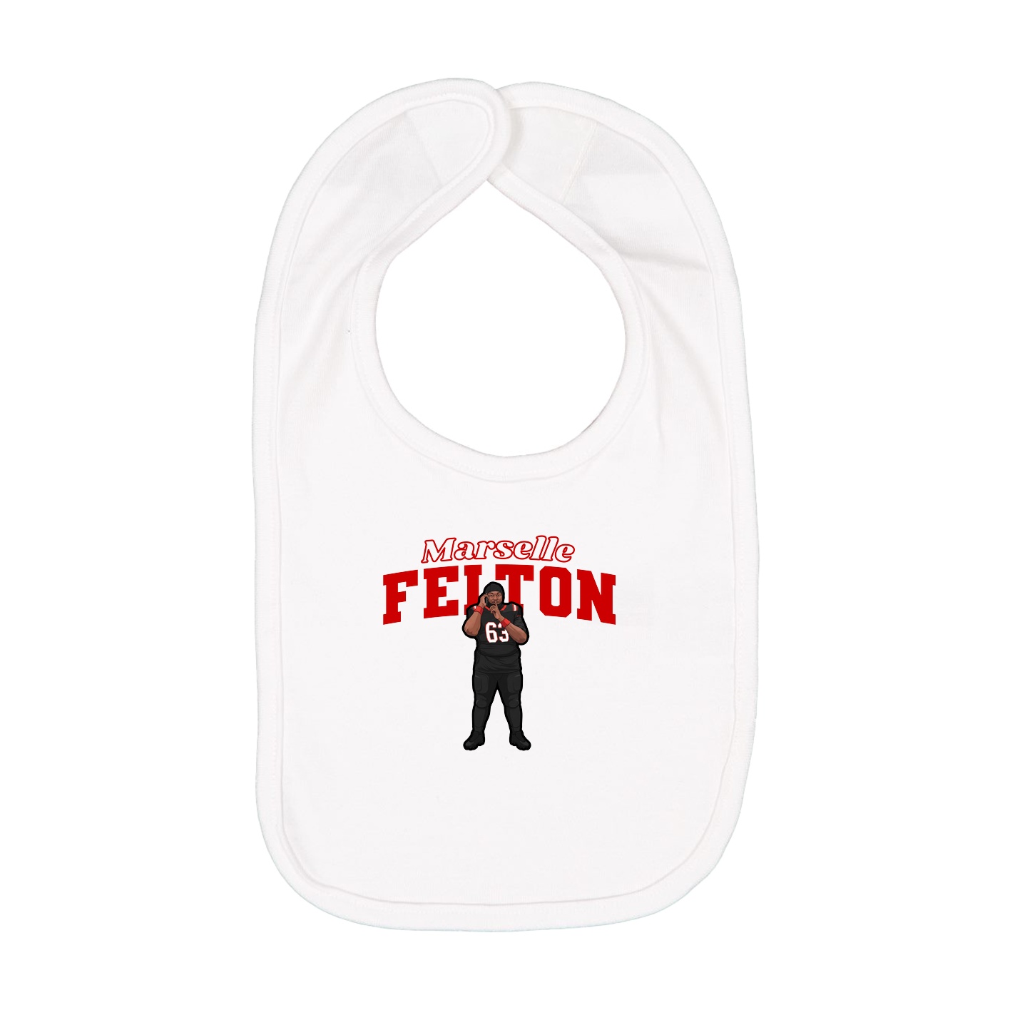 Infant Bib — Name Arch in White