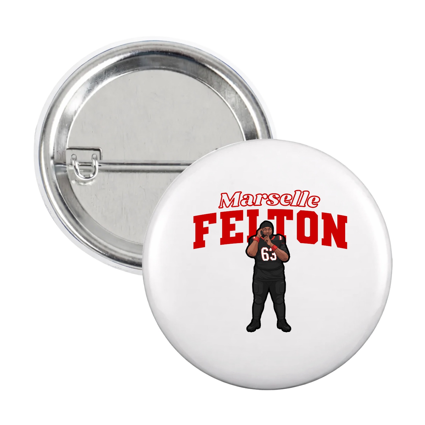 Game Day Button — Name Arch in White