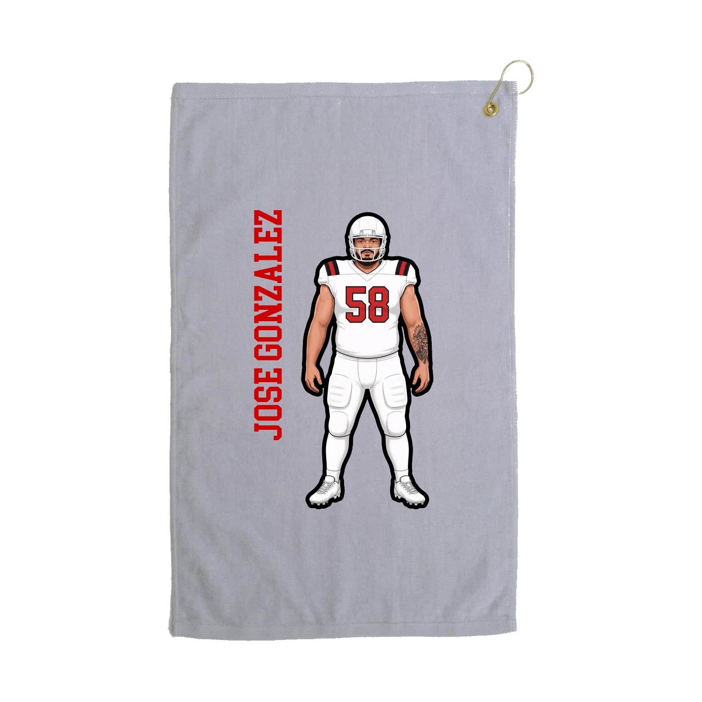 Golf Towel — Name Vertical in Grey