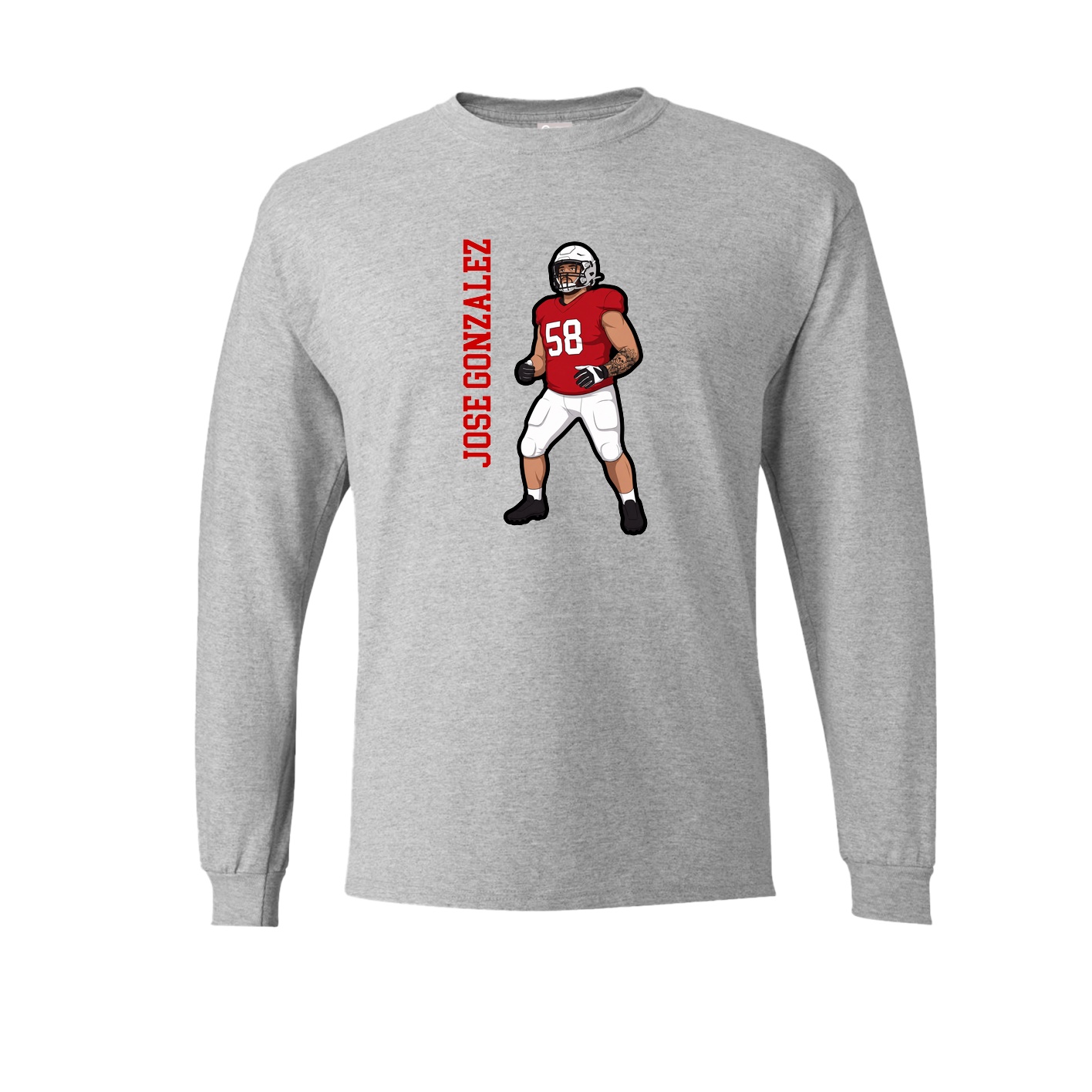 Long Sleeve Tee — Name Vertical in Grey