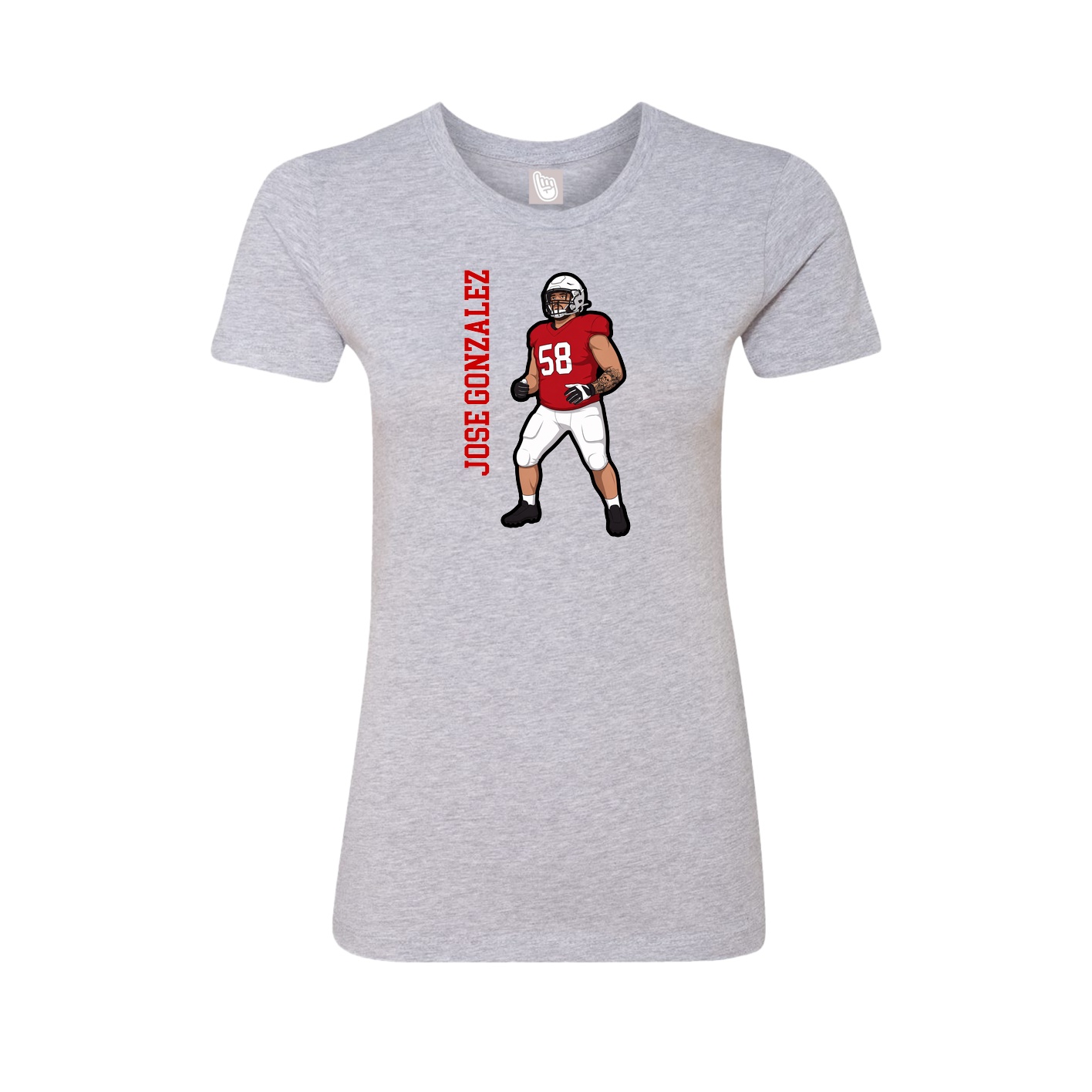 Fitted Women's Tee — Name Vertical in Grey