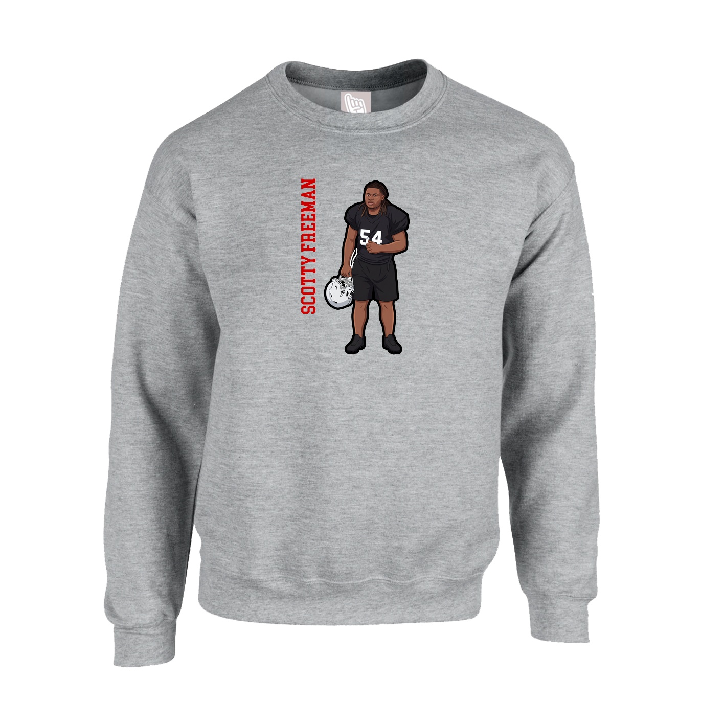 Fleece Crew — Name Vertical in Grey