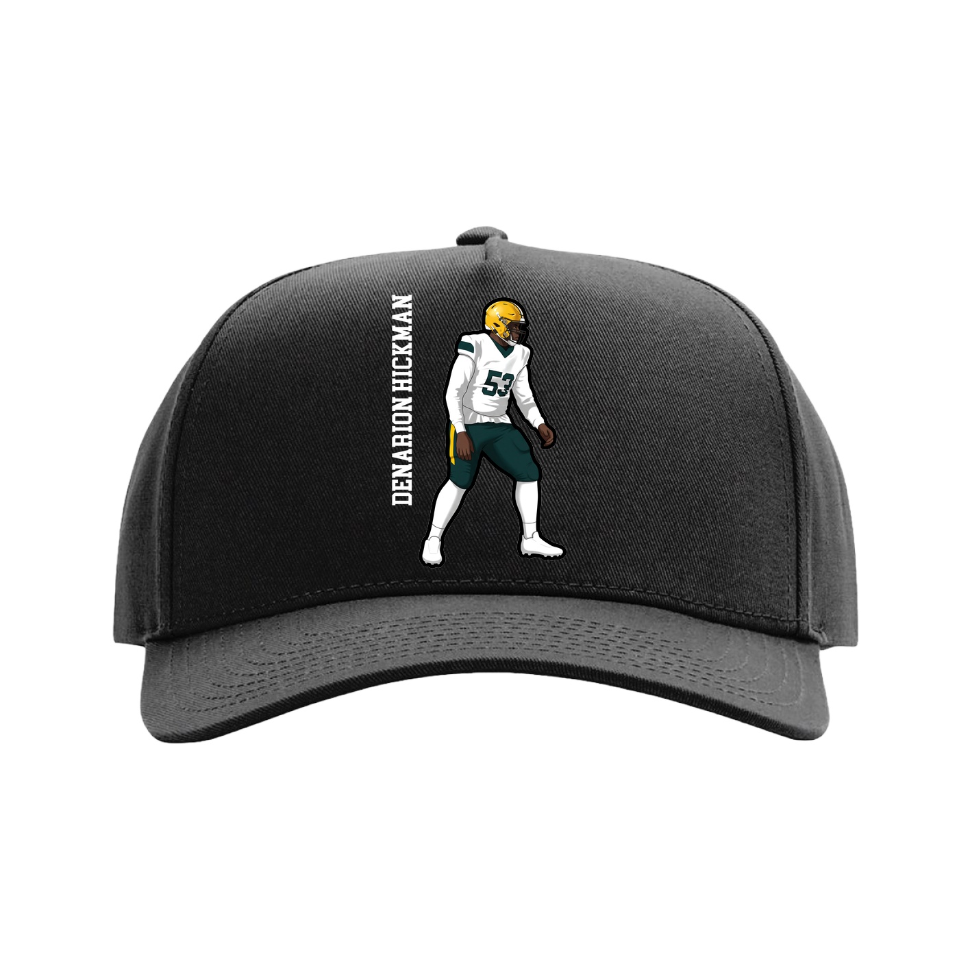 Full Fabric Five-Panel Champ Cap — Name Vertical in Black