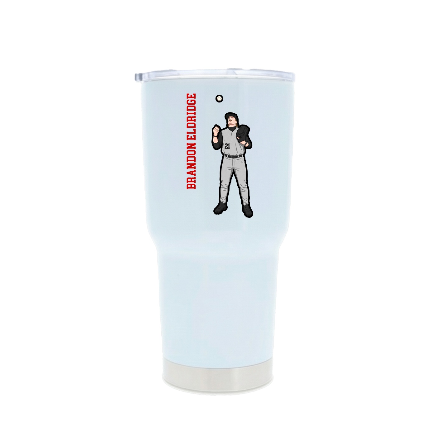 30oz Stainless Steel Tumbler — Name Vertical in White