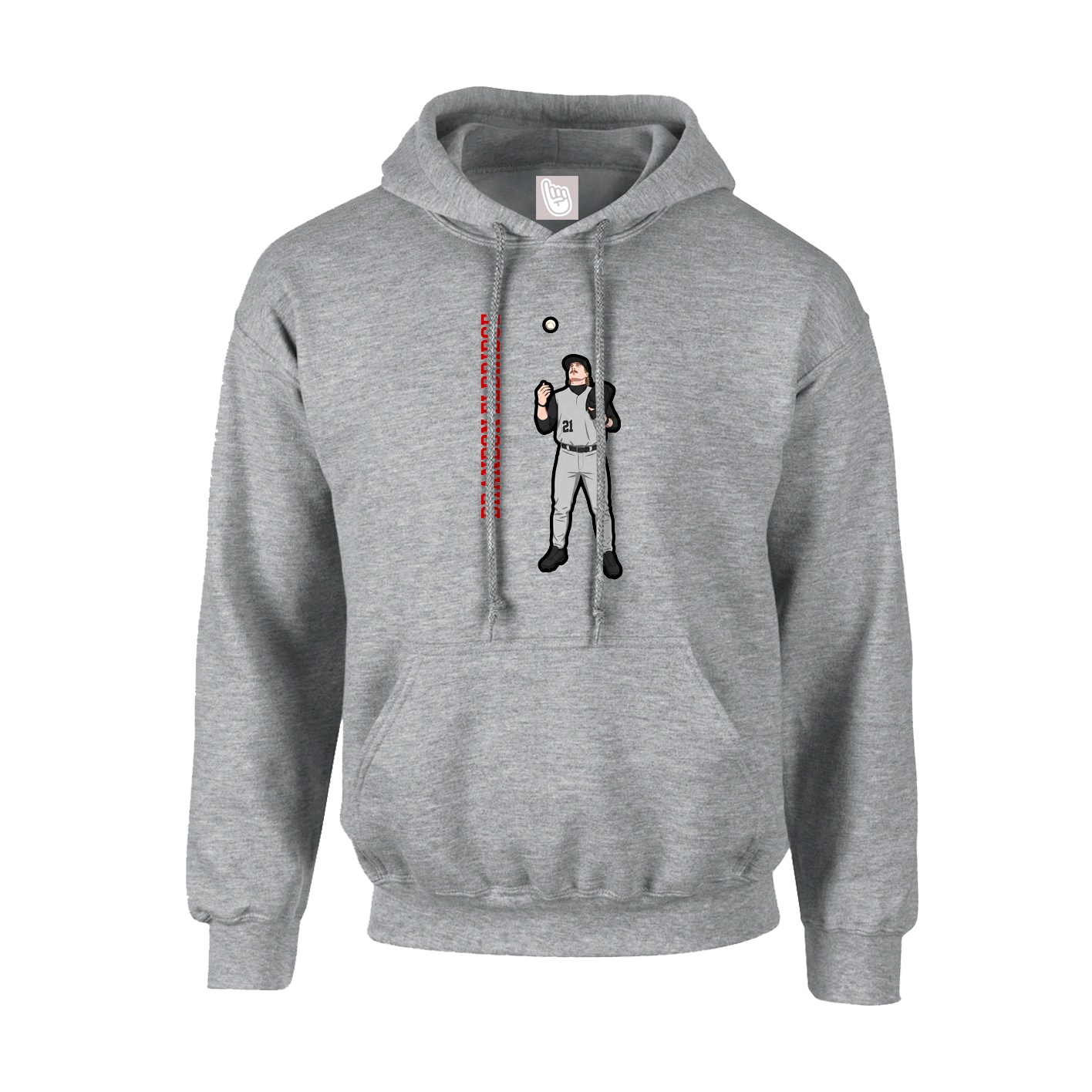 Hoodie — Name Vertical in Grey