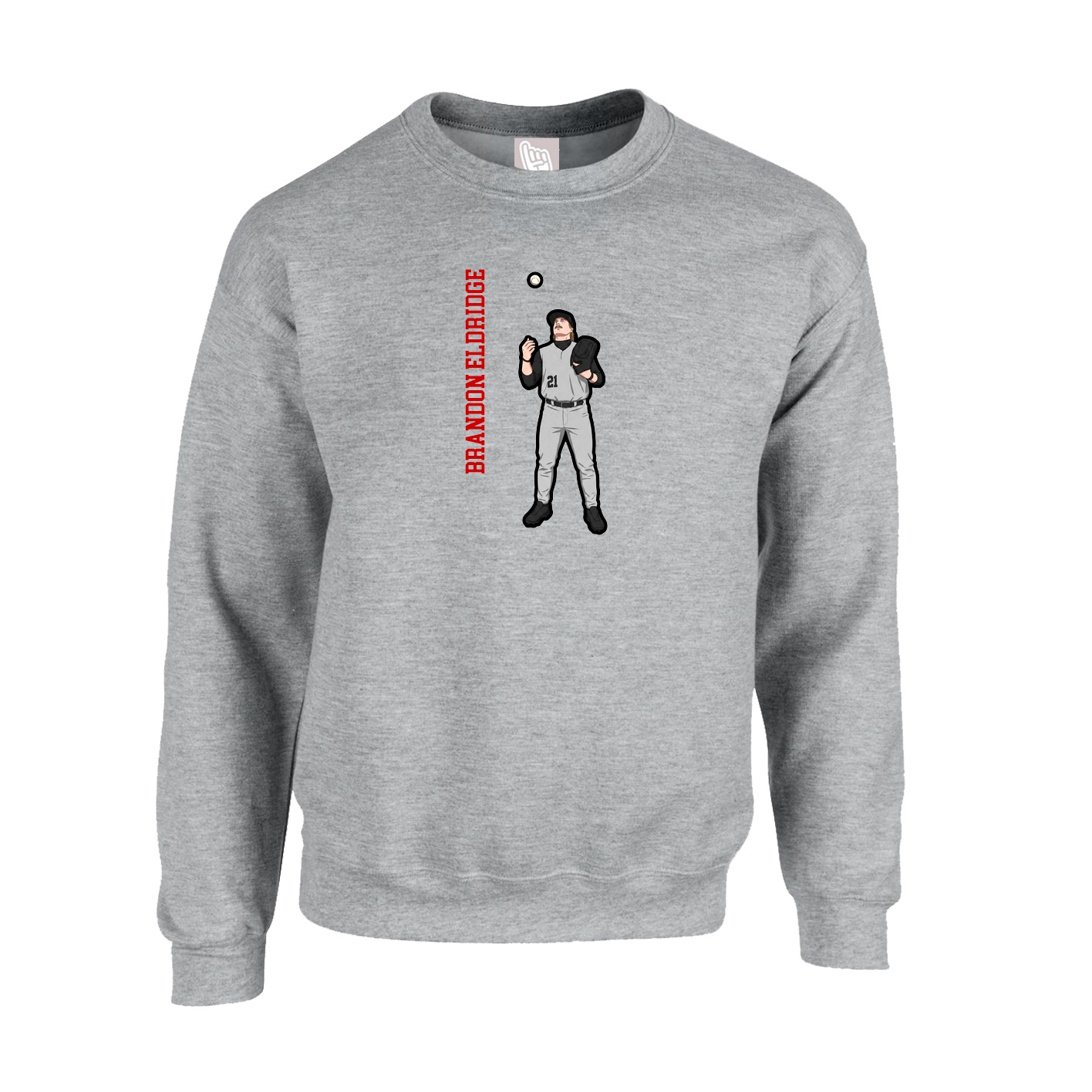 Fleece Crew — Name Vertical in Grey