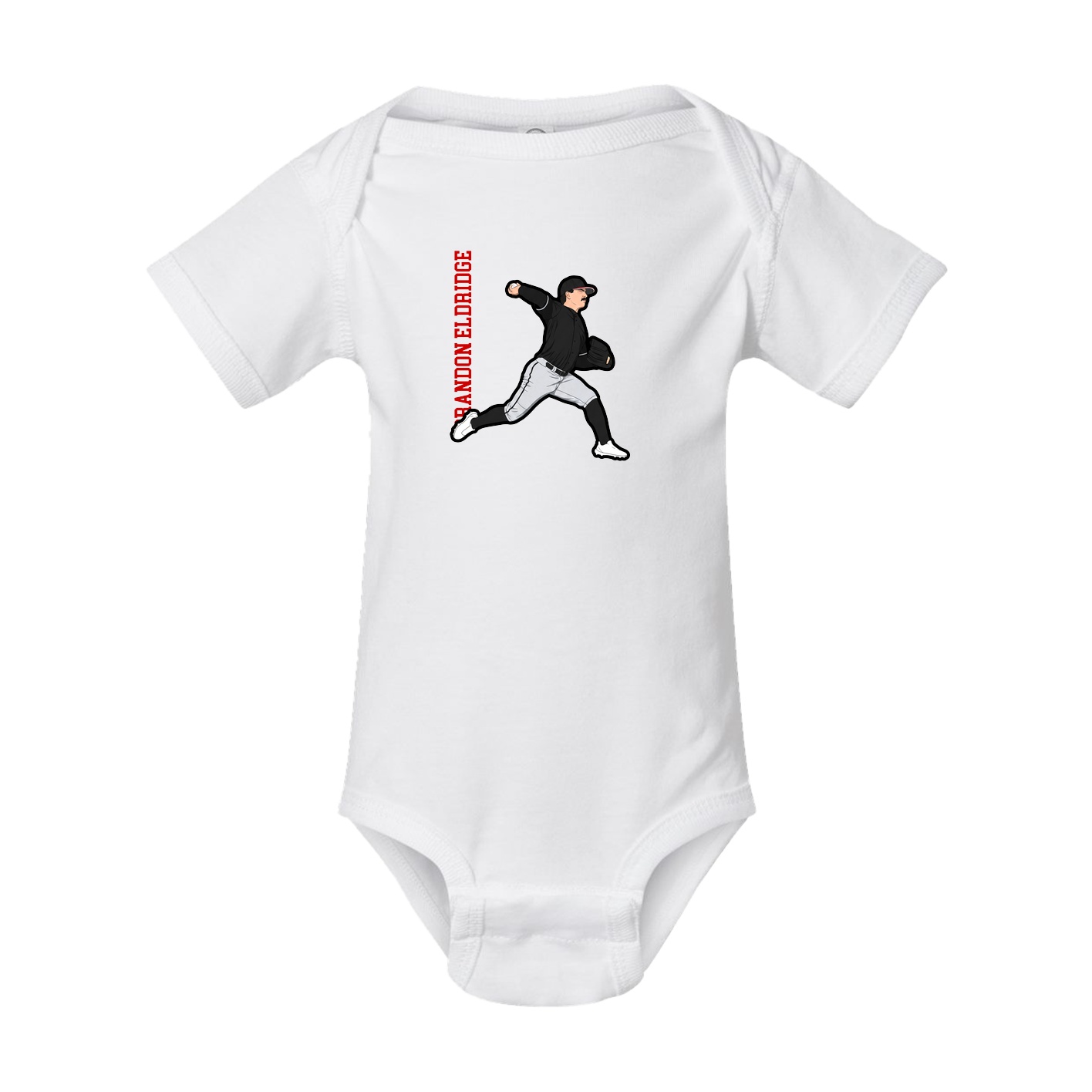 Baby Onesie — Name Vertical in White
