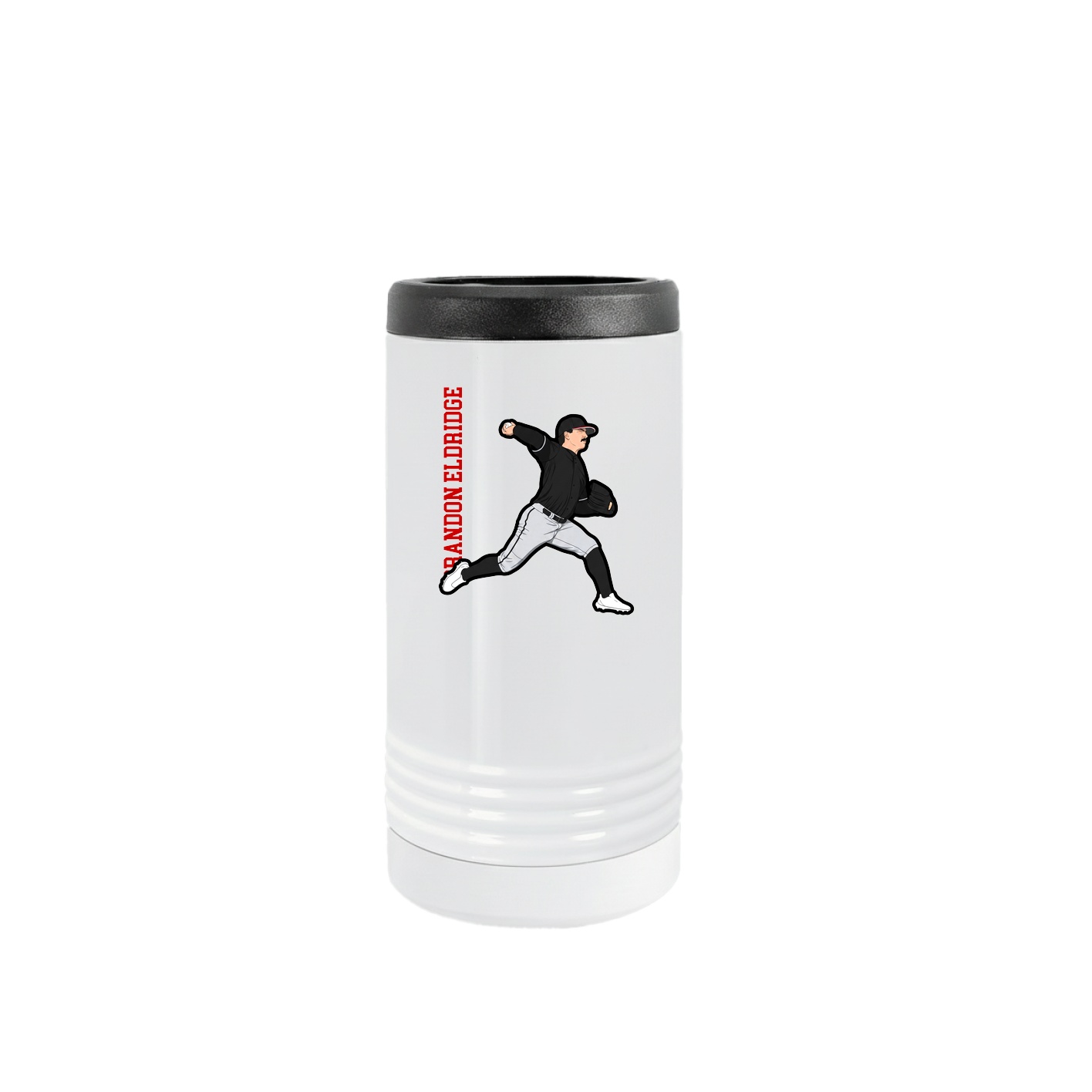 Slim Beverage Holder — Name Vertical in White