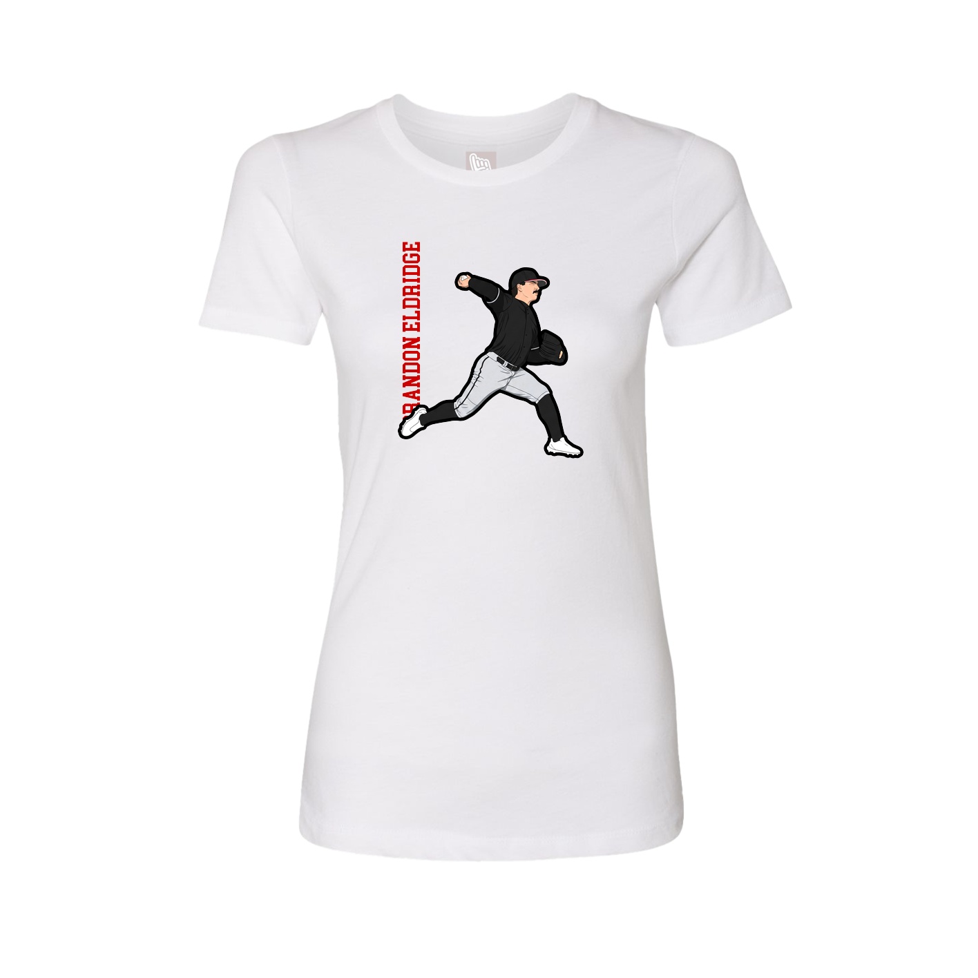 Womens Tee — Name Vertical in White