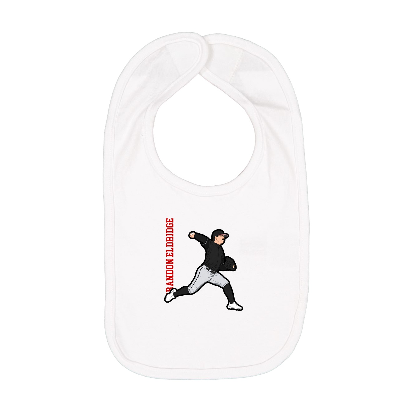 Infant Bib — Name Vertical in White