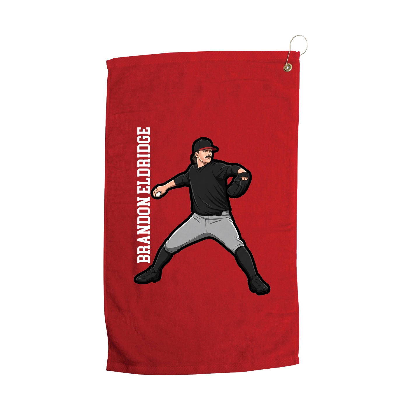 Golf Towel — Name Vertical in Red