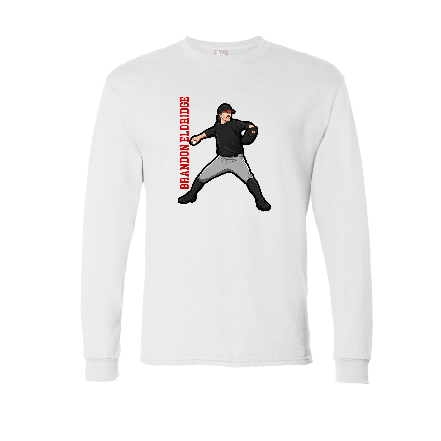 Long Sleeve Tee — Name Vertical in White