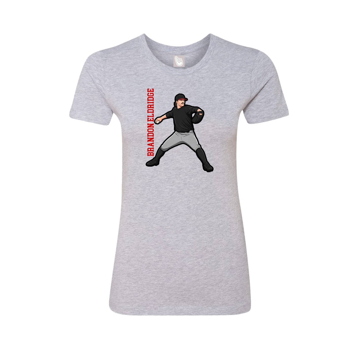 Womens Tee — Name Vertical in Grey