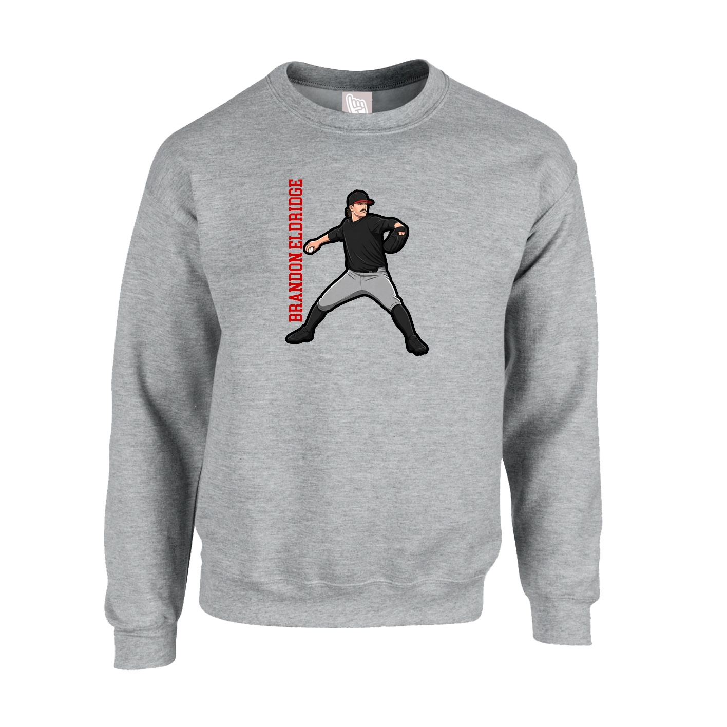 Fleece Crew — Name Vertical in Grey
