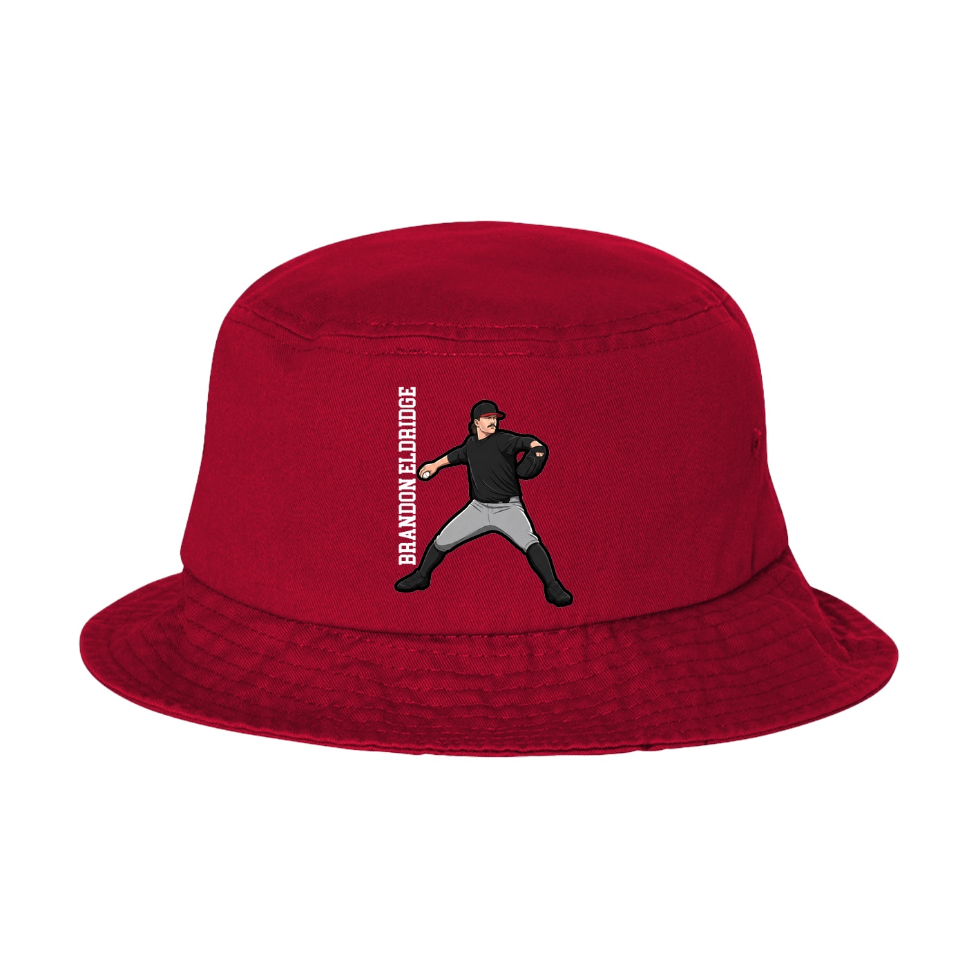 Bucket Cap — Name Vertical in Red