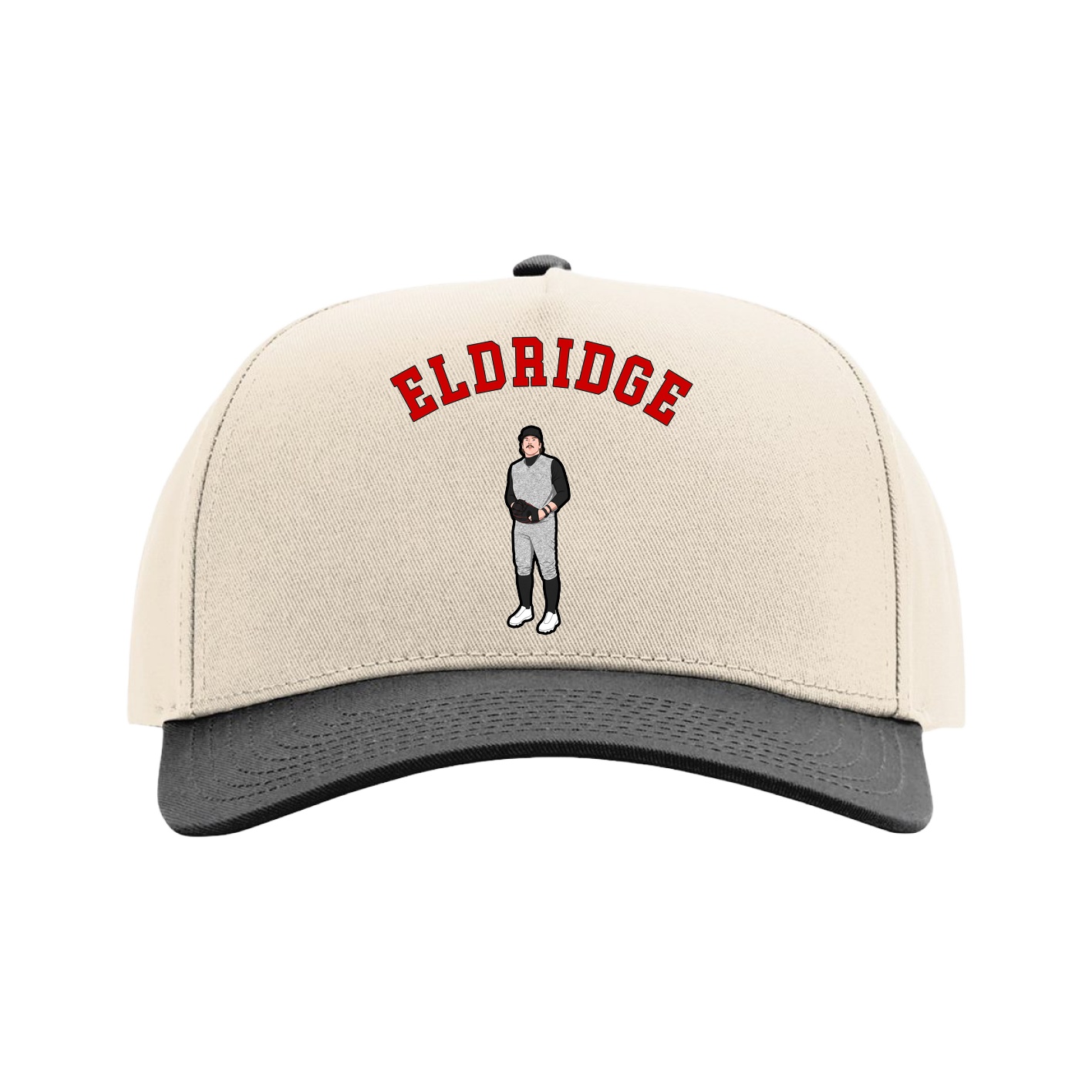 Full Fabric Five-Panel Champ Cap — Shirsey Arch in Cream/Black