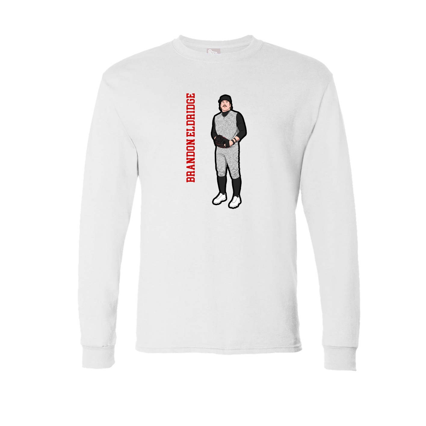 Long Sleeve Tee — Name Vertical in White