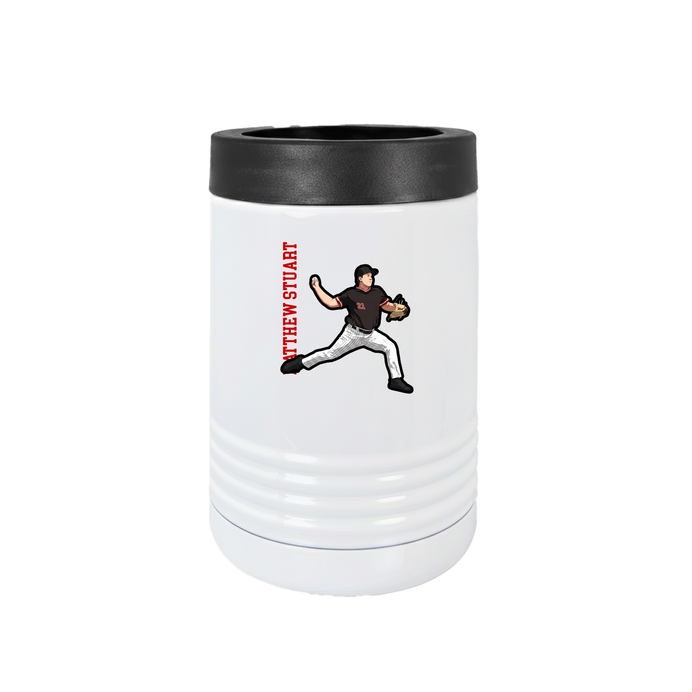 Beverage Holder — Name Vertical in White