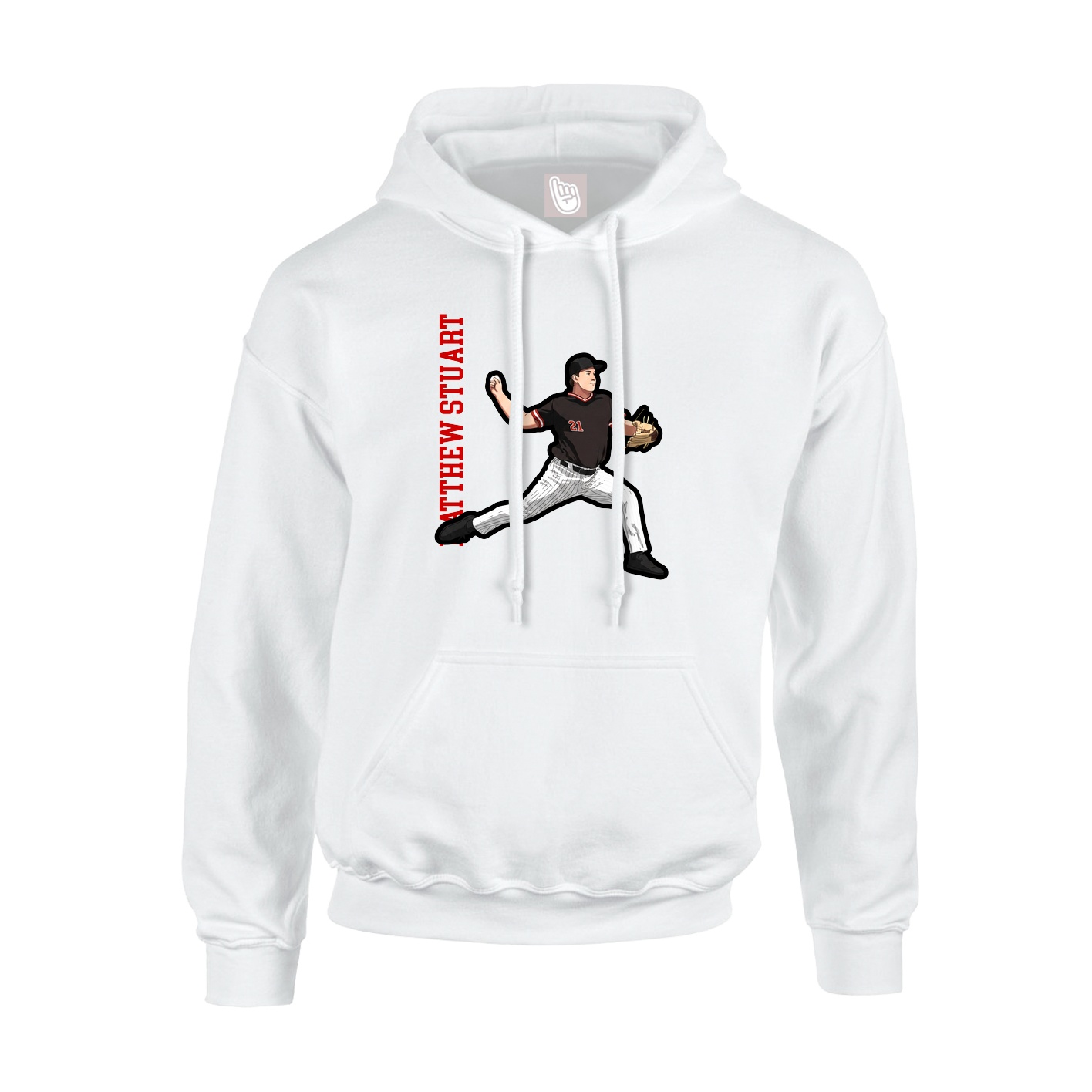Youth Hoodie — Name Vertical in White