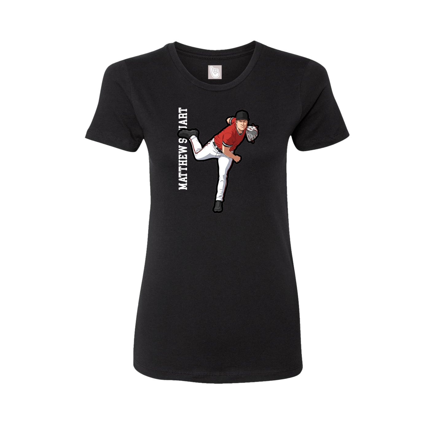 Womens Tee — Name Vertical in Black