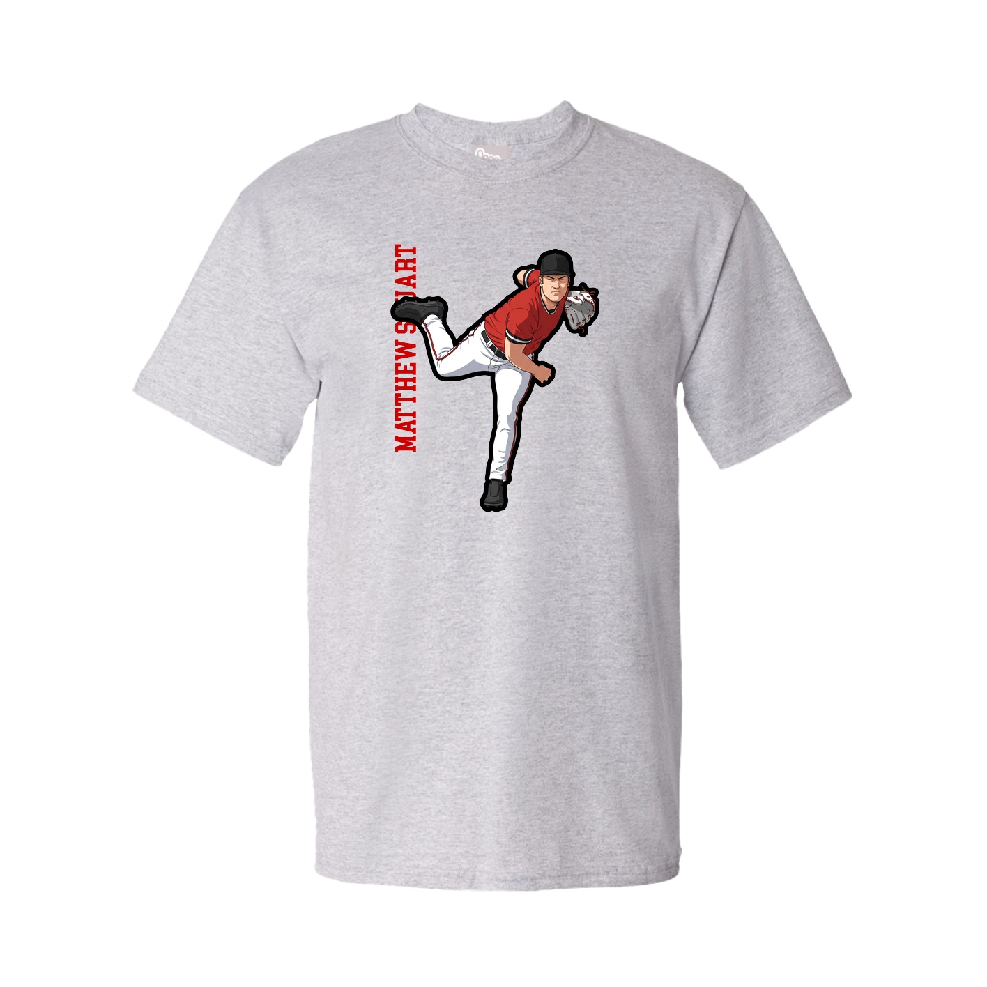 Youth Tee — Name Vertical in Grey
