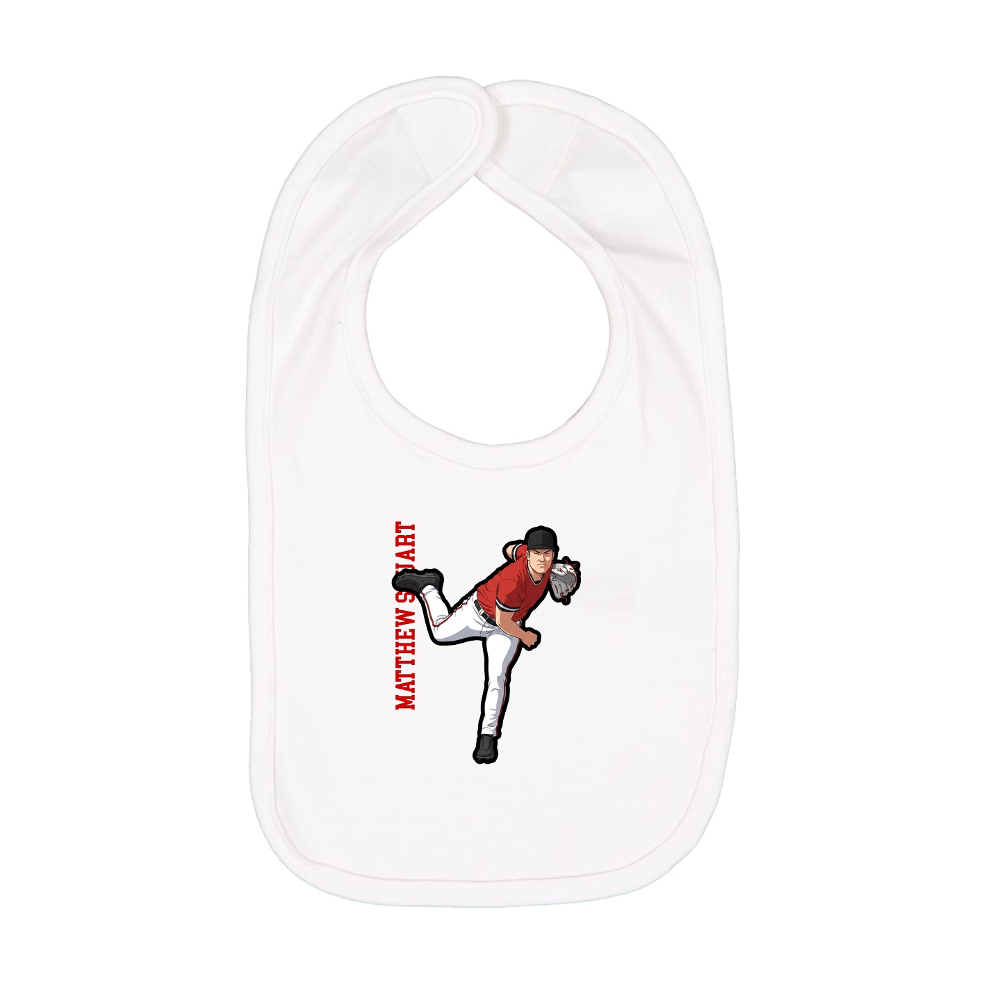 Infant Bib — Name Vertical in White