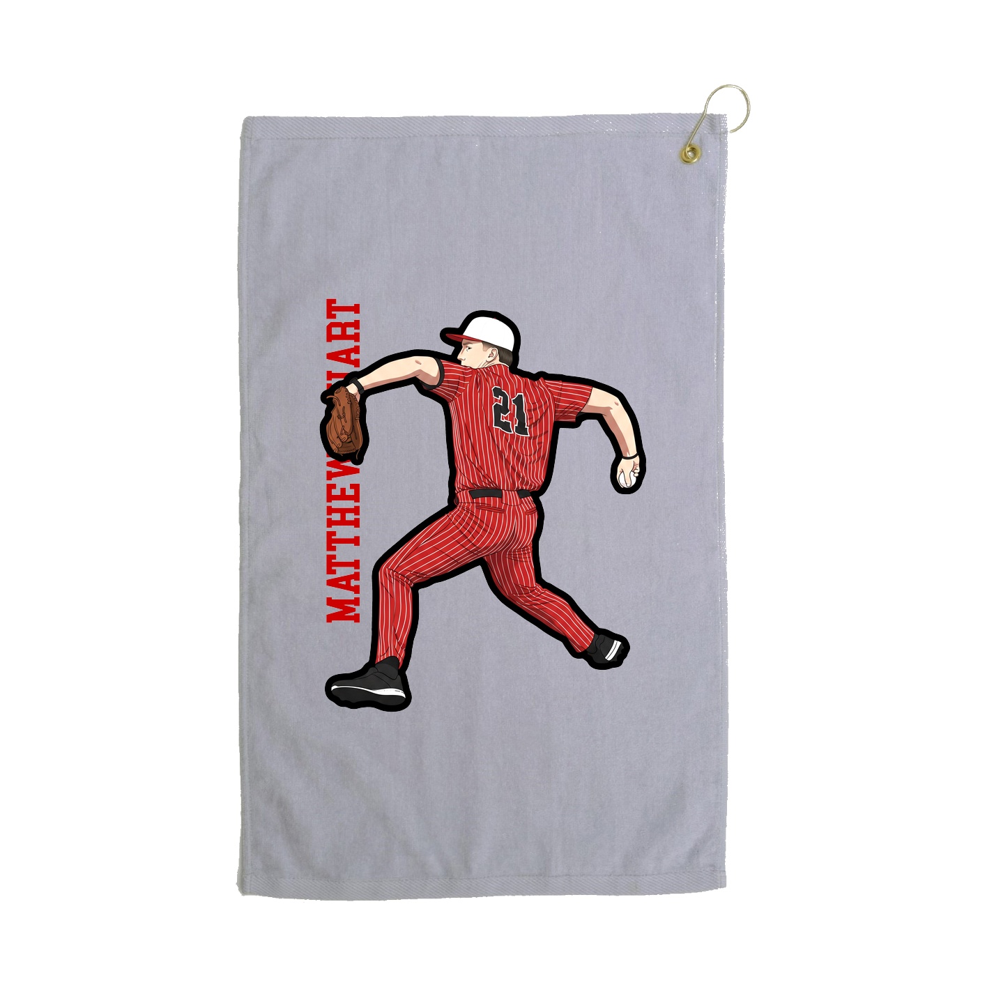 Golf Towel — Name Vertical in Grey