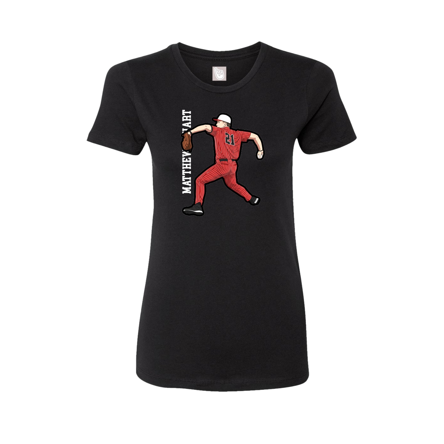 Womens Tee — Name Vertical in Black