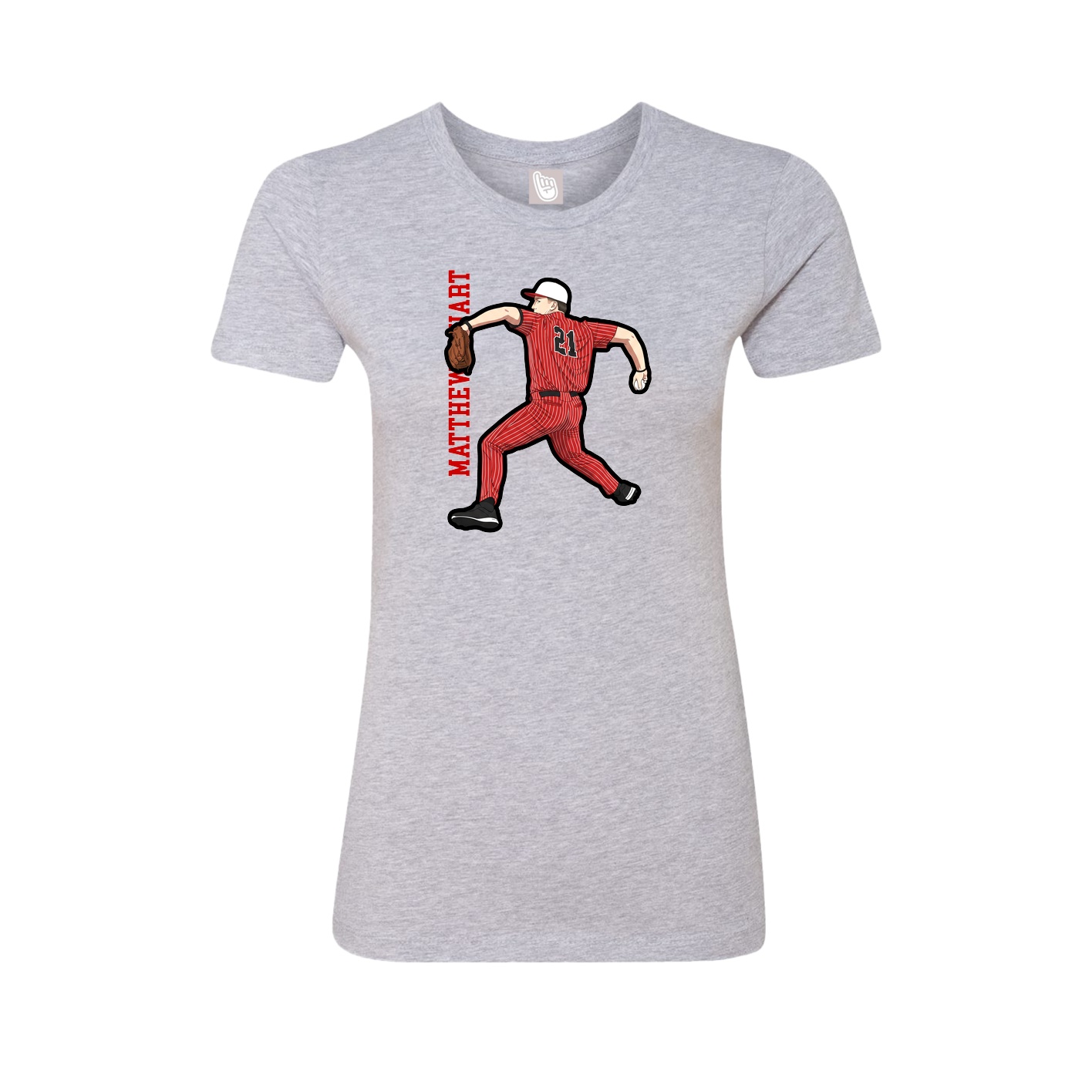 Fitted Women's Tee — Name Vertical in Grey