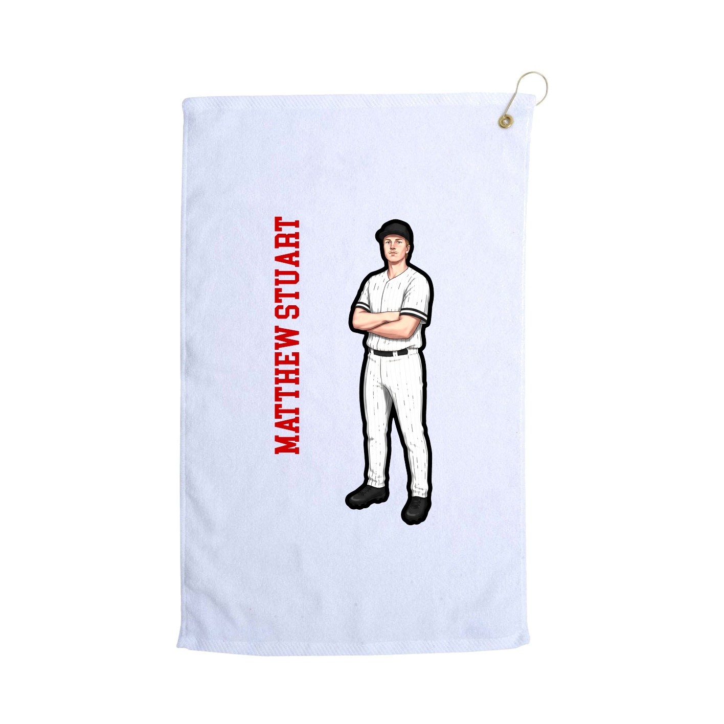 Golf Towel — Name Vertical in White
